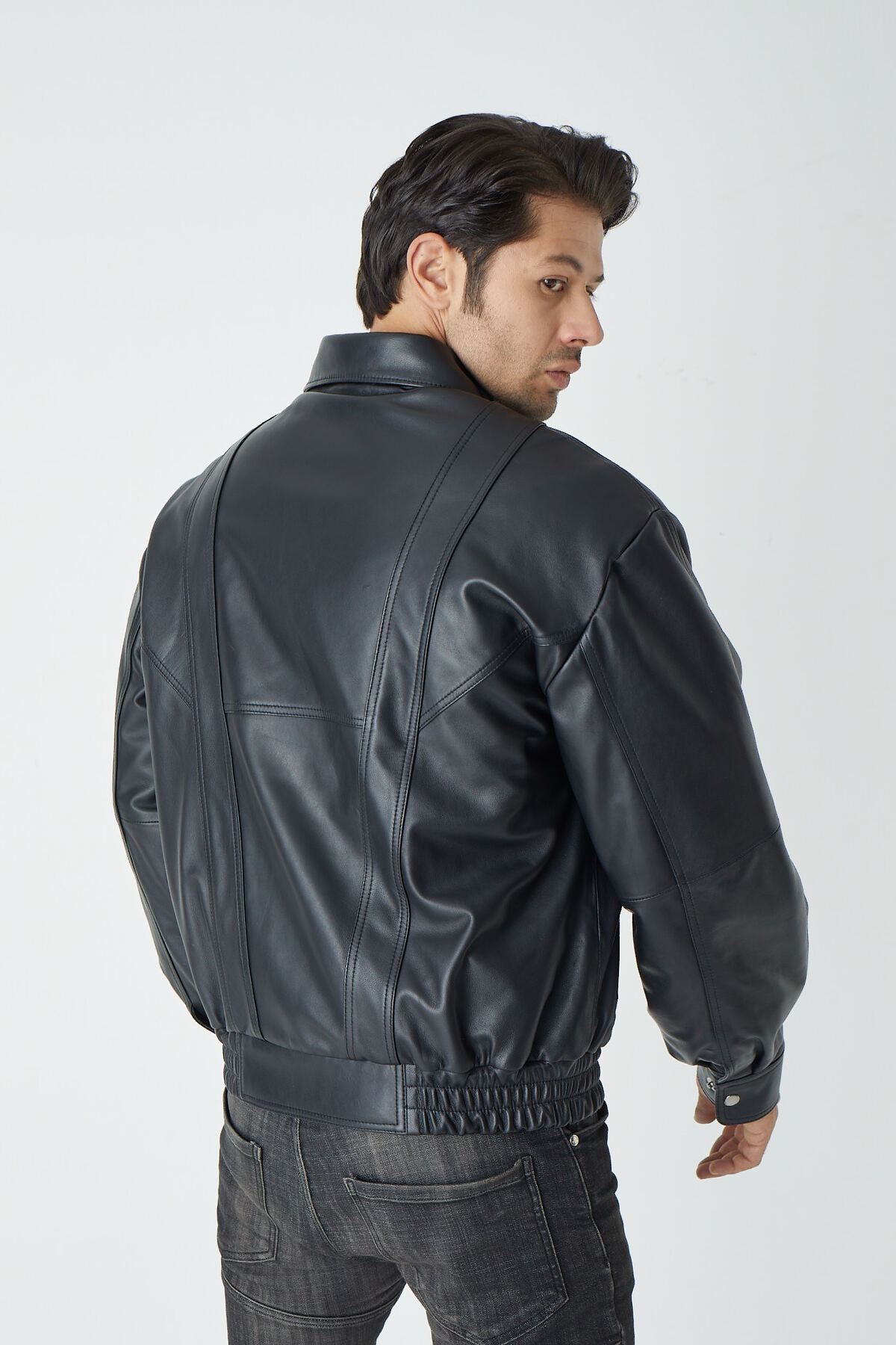 CE-YIL DERİ ÜRÜNLERİ  OVERSİZE HAKİKİ DERİ MONT - Görsel 3