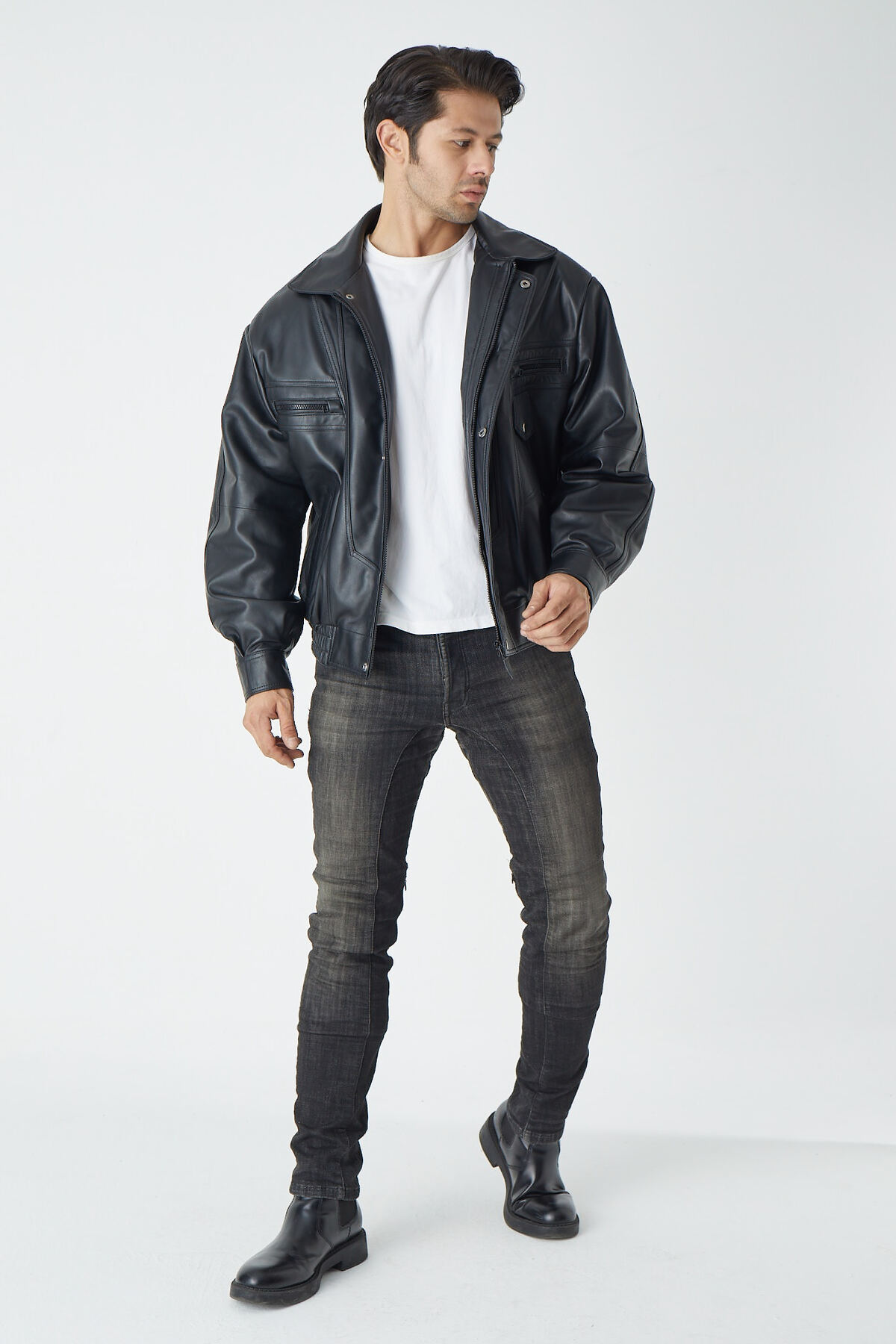 CE-YIL DERİ ÜRÜNLERİ  OVERSİZE HAKİKİ DERİ MONT - Görsel 7