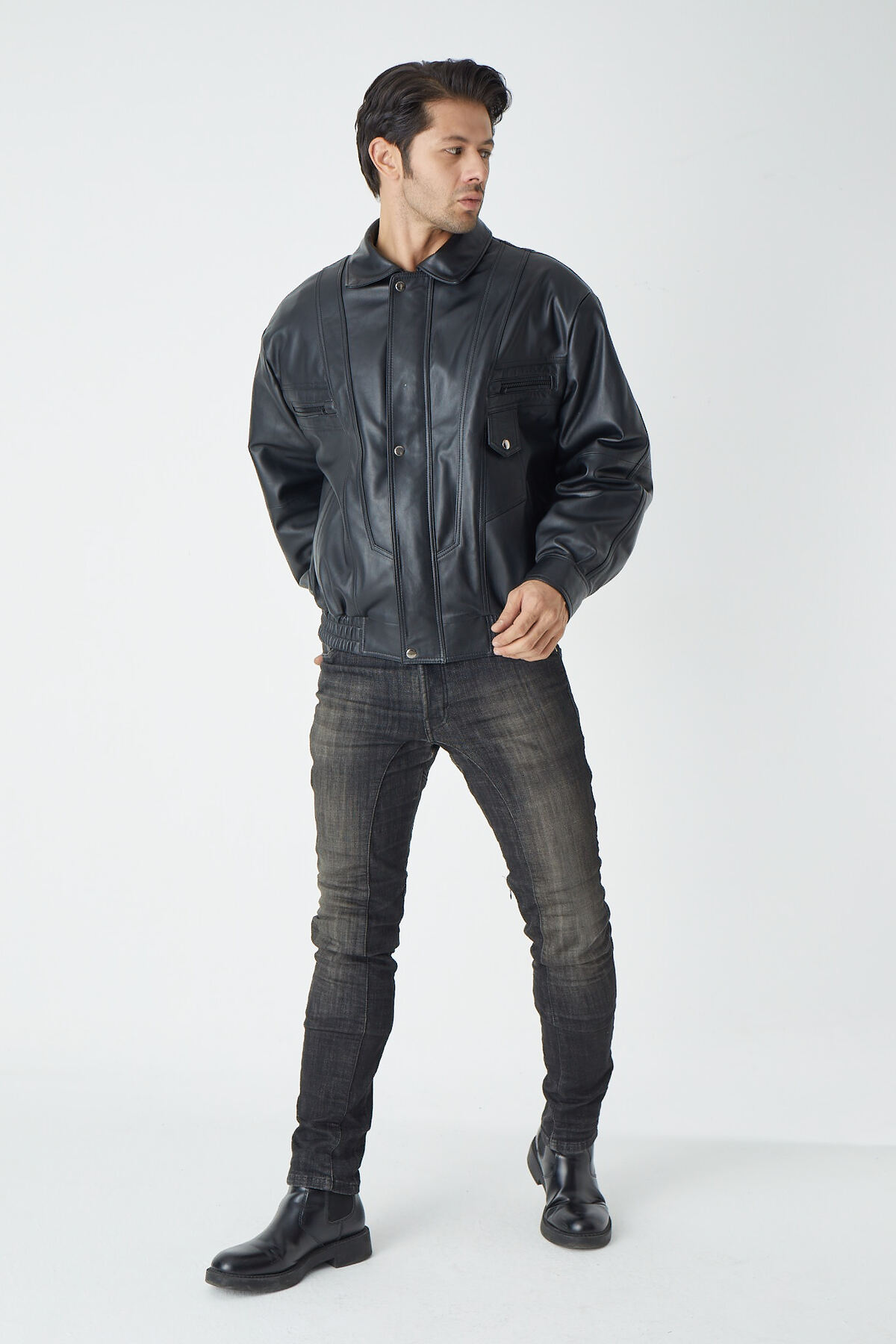 CE-YIL DERİ ÜRÜNLERİ  OVERSİZE HAKİKİ DERİ MONT - Görsel 8