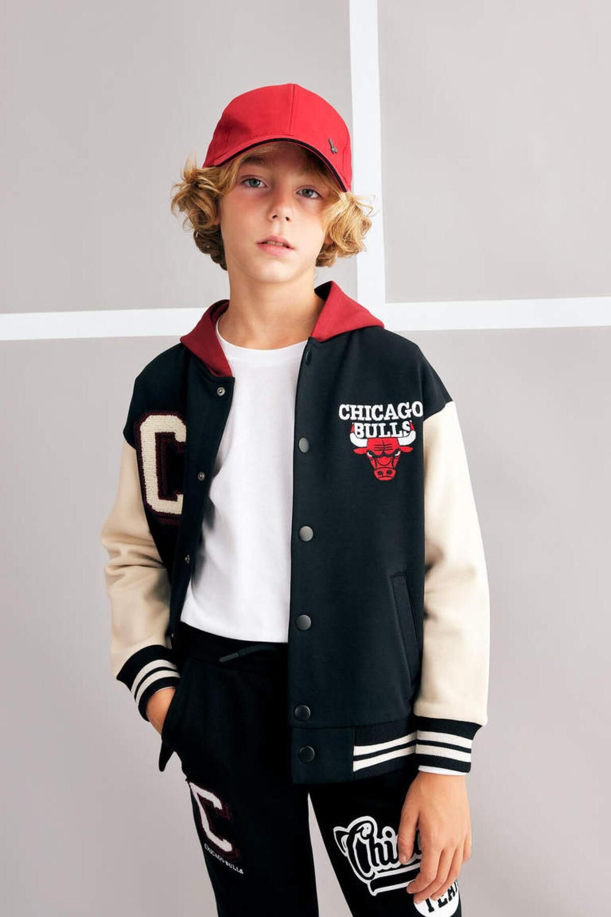 Toddler chicago bulls varsity jacket top