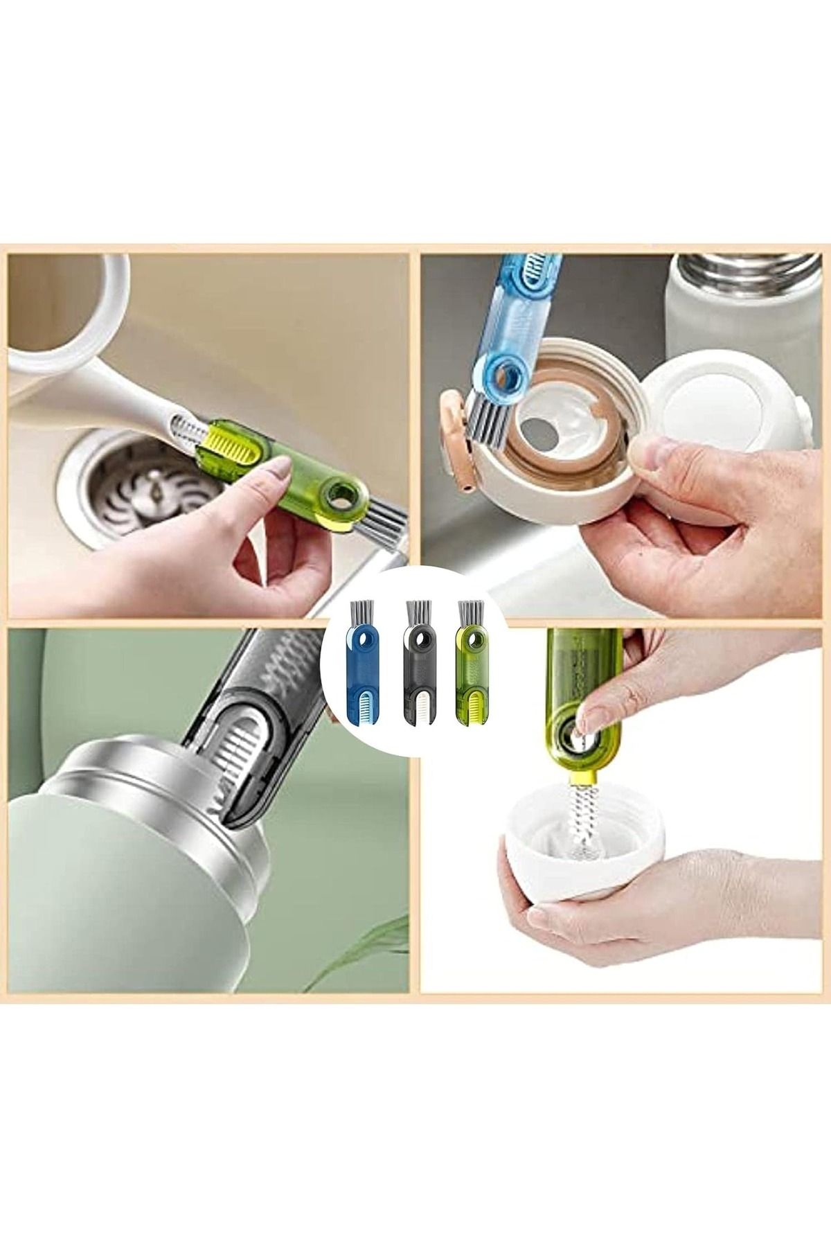 Sensoria-3 Function Multi-Purpose Dish Cleaning Brush Cup Thermos Baby Bottle Auto Cleaning Brush 2