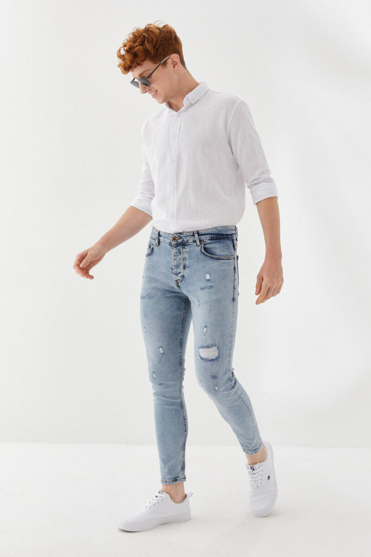 شلوار مردانه آبی ANDMEN | BDNM03SKTROM003 اورجینال - تصویر 3