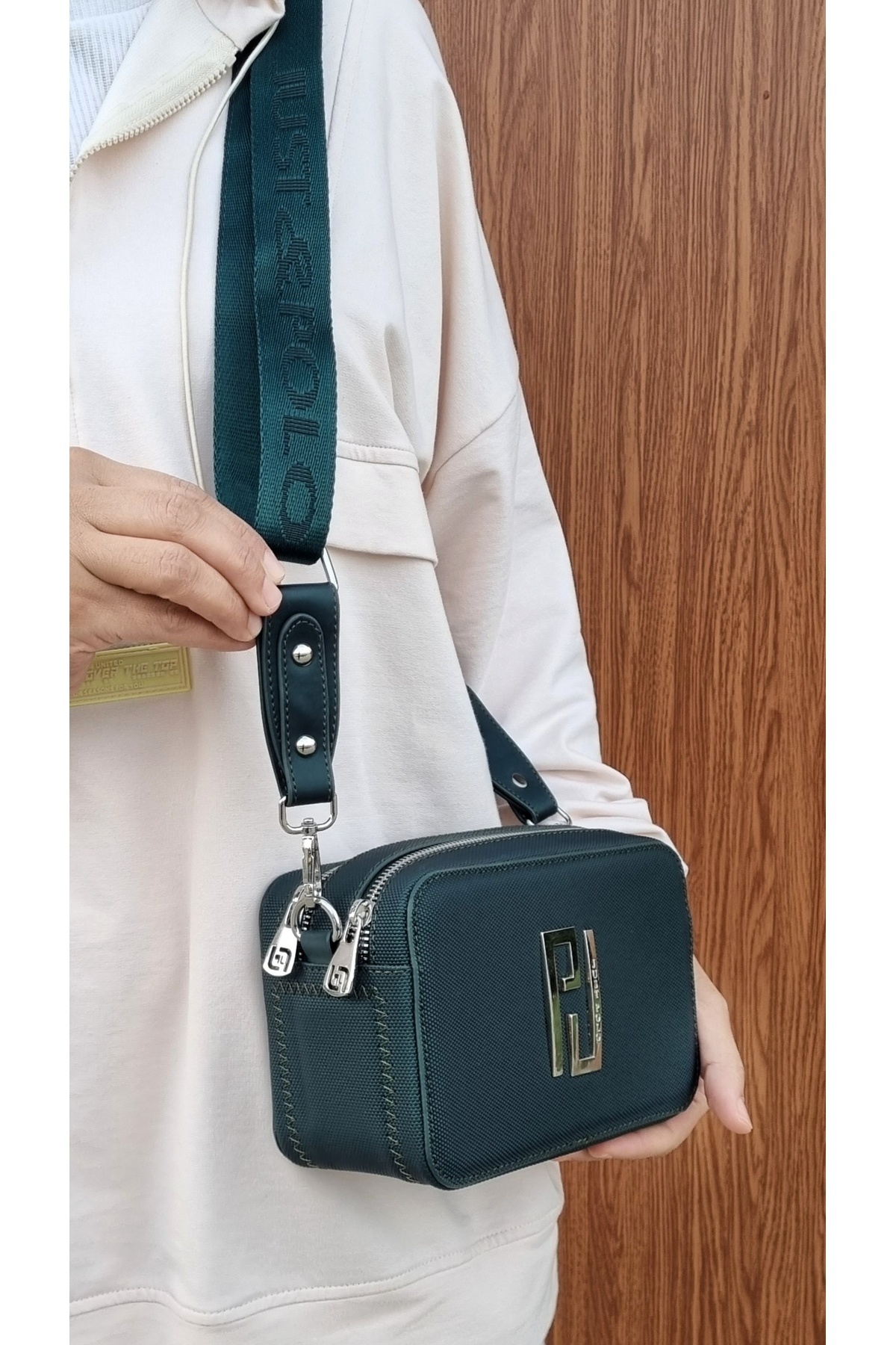 JUSTPOLO WOMEN 'S PETROLEUM ORIGINAL LACOS 3 COMPARTMENT SHOULDER AND CROSSBODY BAG