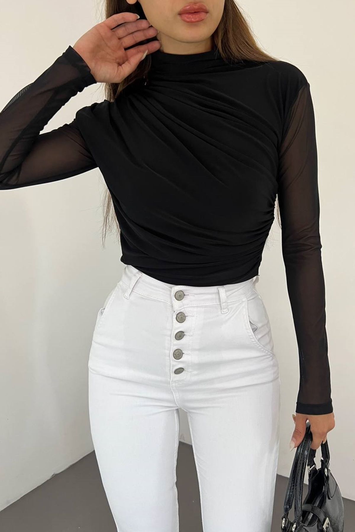 lovebox Flexible Sandy Fabric Transparent Tulle Sleeve Detailed