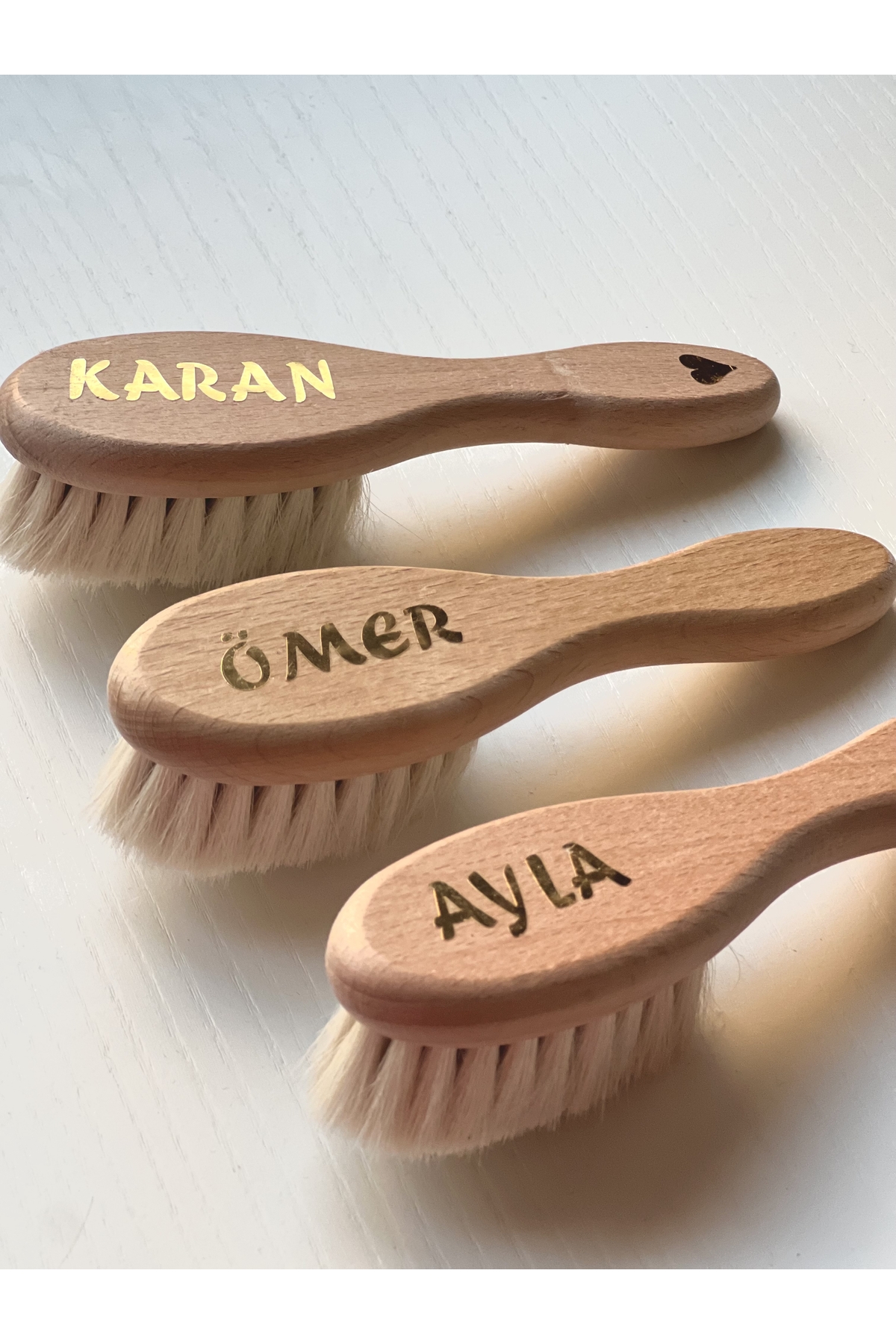 Gold kişiye özel bebek saç fırçası