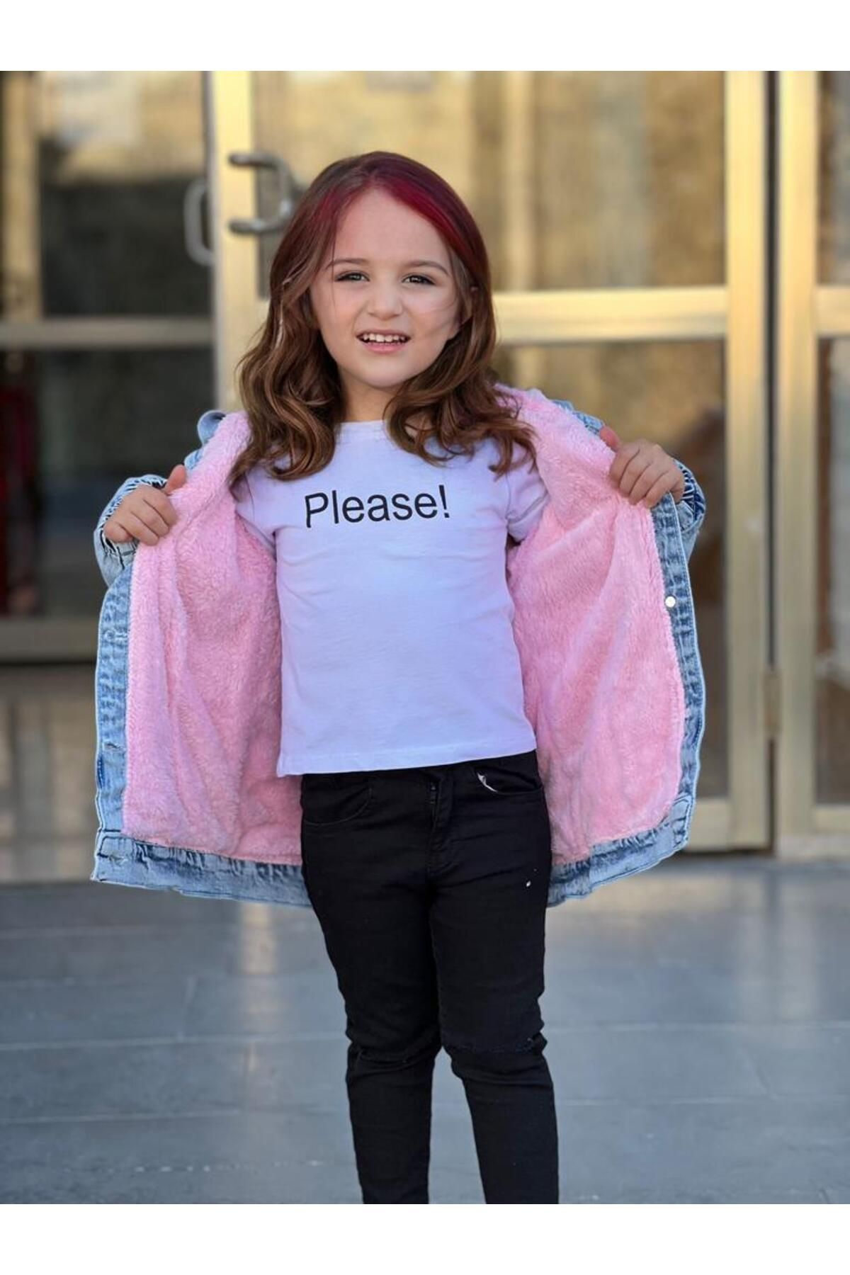 Denim jacket with pink hoodie deals