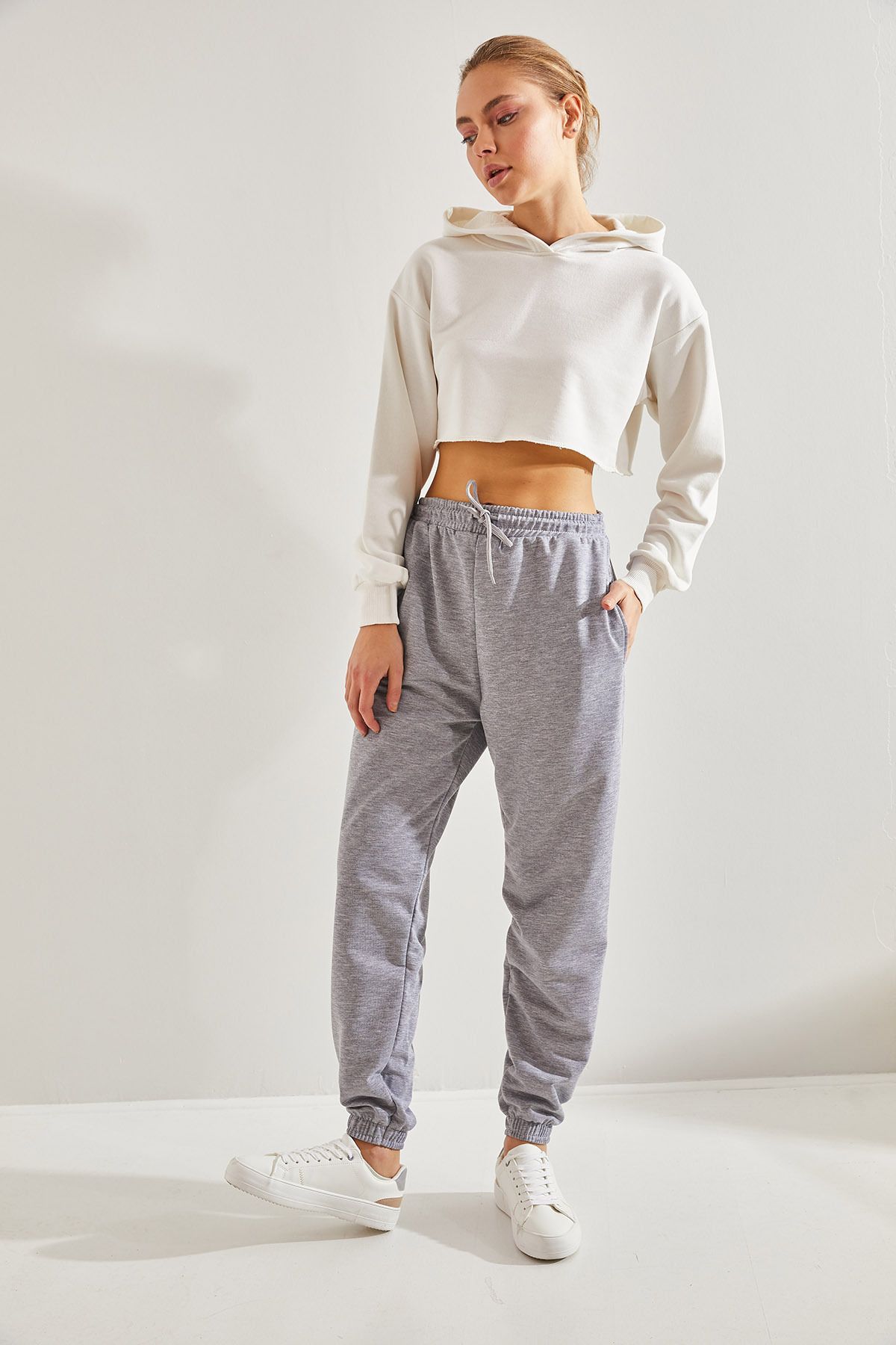 Bianco Lucci-Women's Two Thread Sweatpants with Elastic Waist and Cuffs 4