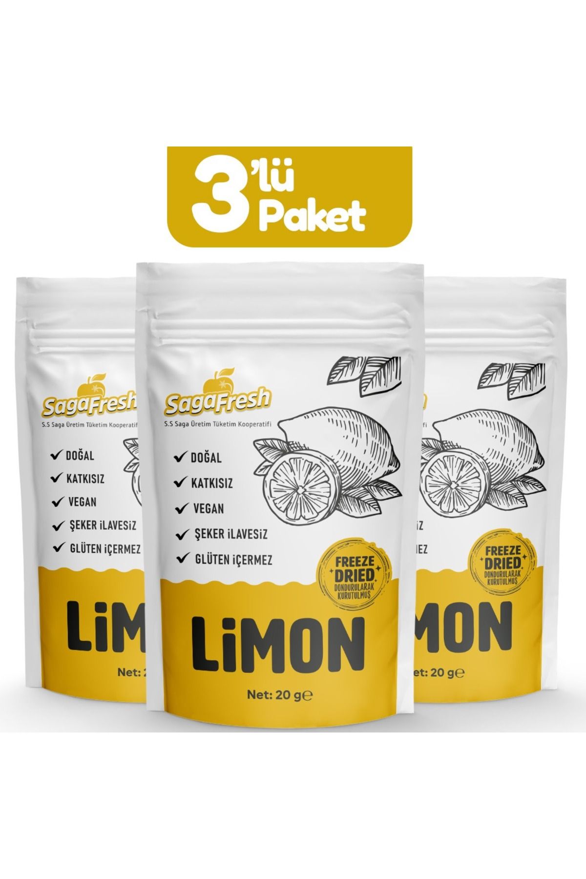 SagaFresh-Dried Freeze Lemon Slices - Set of 3 (3X20G) 1