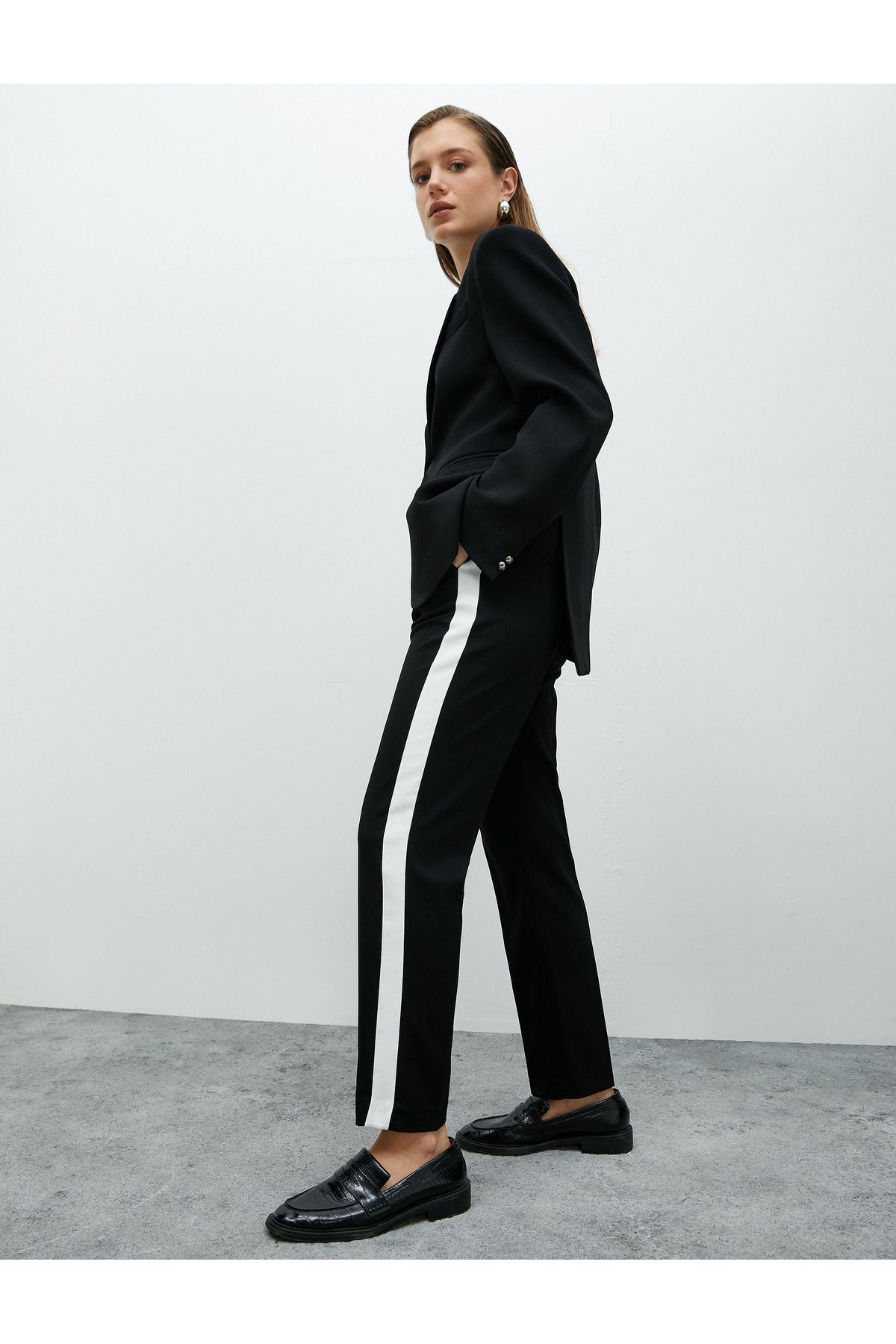 Side stripe cigarette trousers online