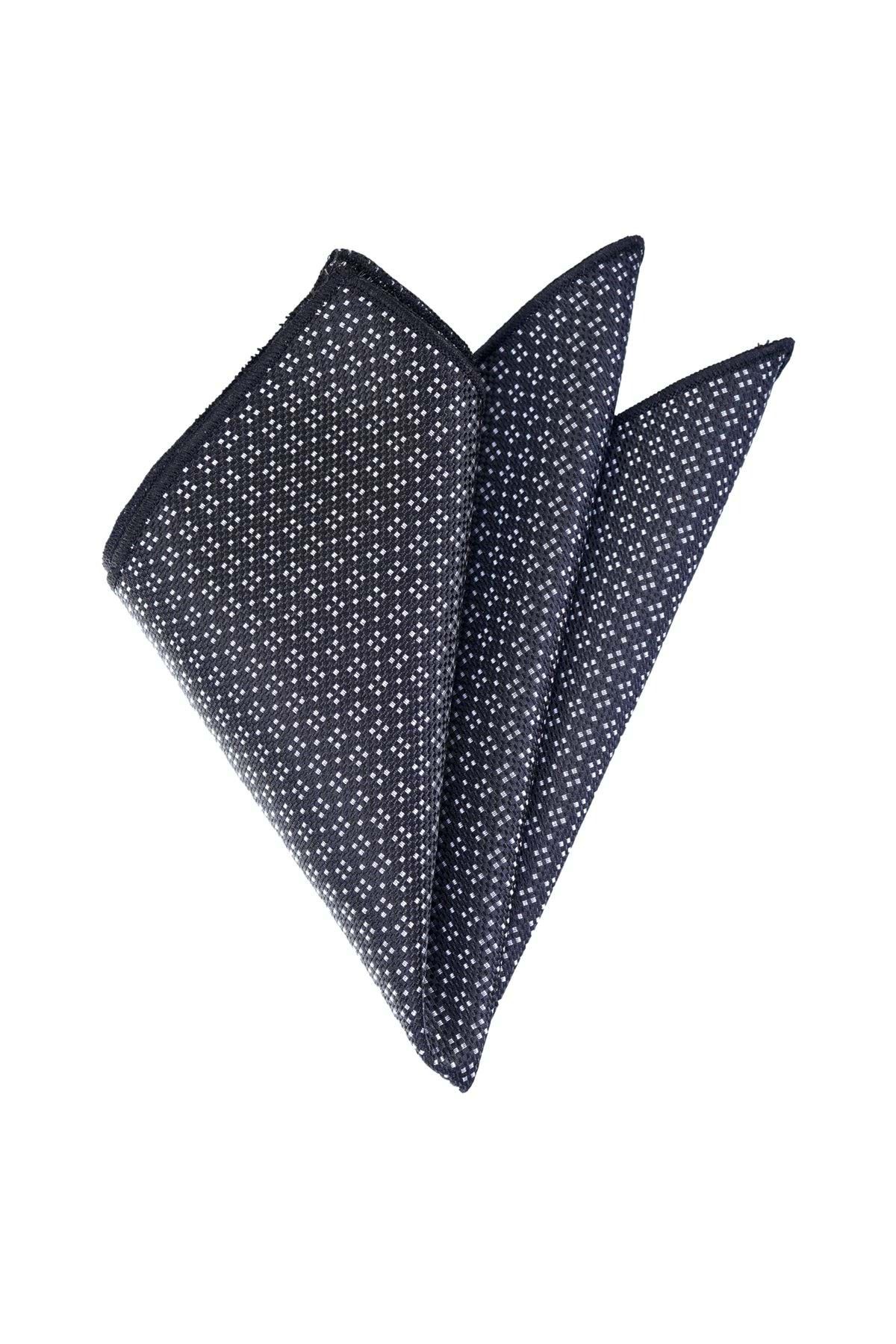 Exve Exclusive Black Gray Square Patterned Jacquard Woven Pocket