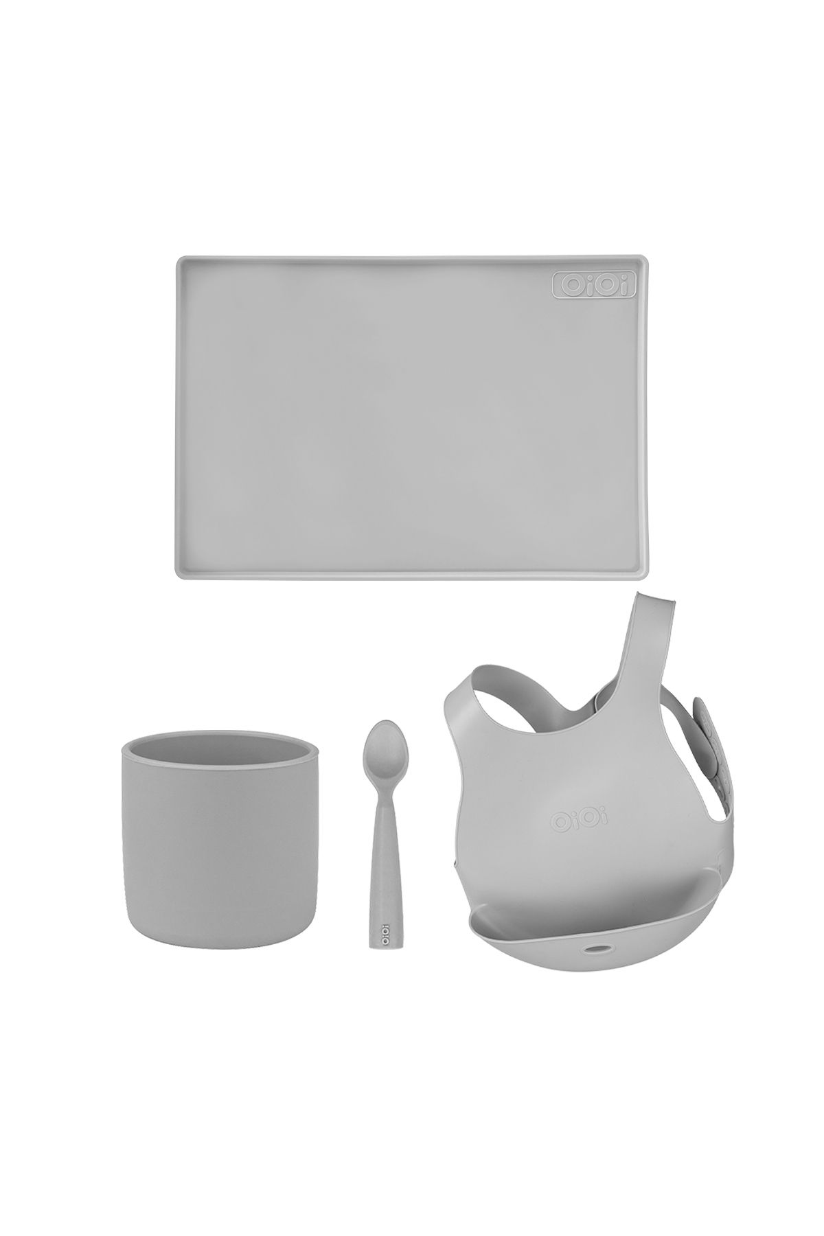 OiOi Powder Grey (Мини-чашка, NamNam, Нагрудник, Мат) Set.OiOi.292