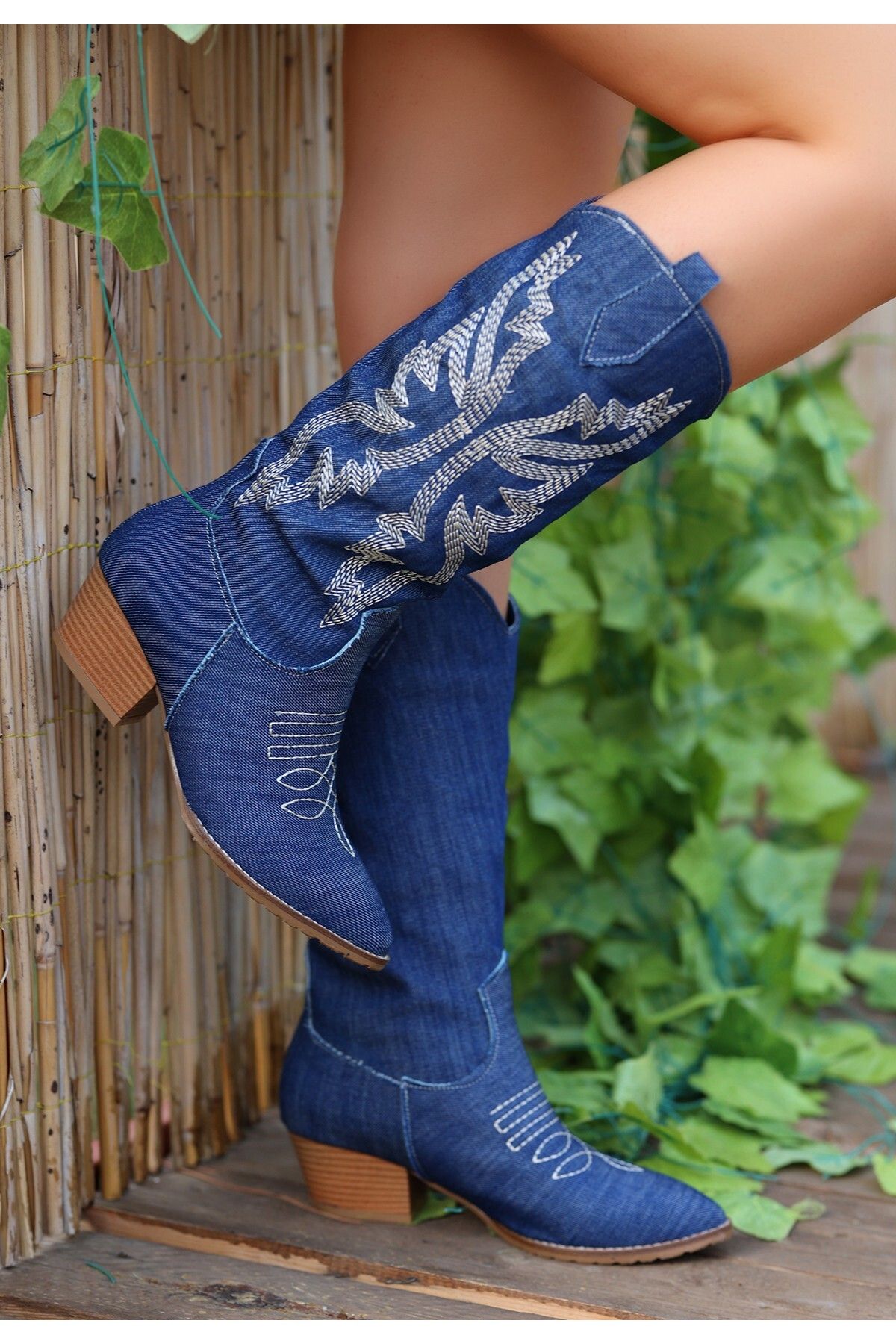is ipekshoes Knee High Boots Blue Flat Trendyol