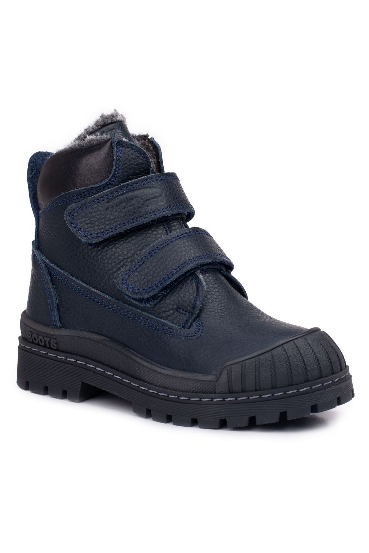 Dark blue leather boots top