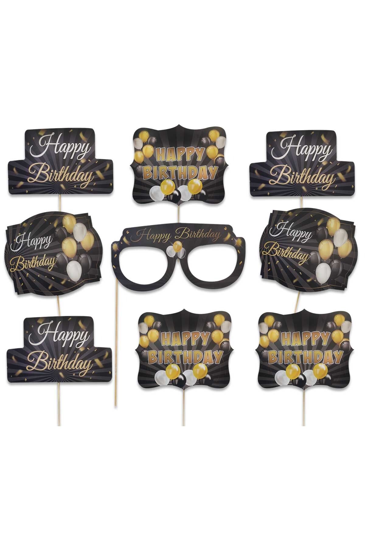 Partimarka Happy Birthday Yazılı Konuşma Balonu Seti Siyah