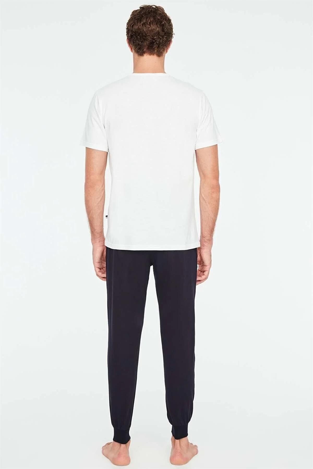 ست پیژامه مردانه لباس خواب پا باریک یقه گرد U.S. Polo Assn.