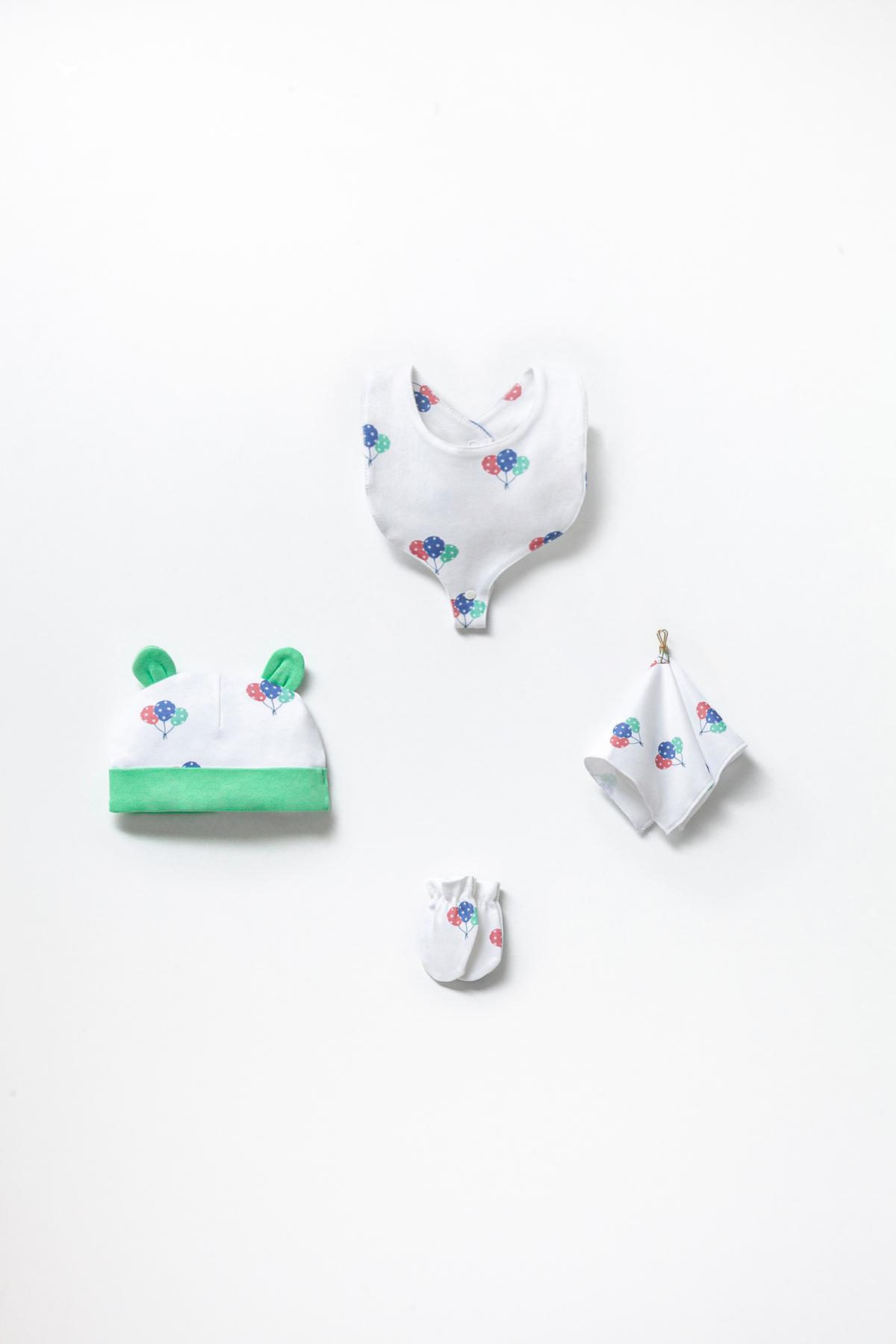 ست نوزادی پسرانه – دخترانه سفید KiddyTurtles | KT-10P-BALLONS اورجینال - تصویر 8