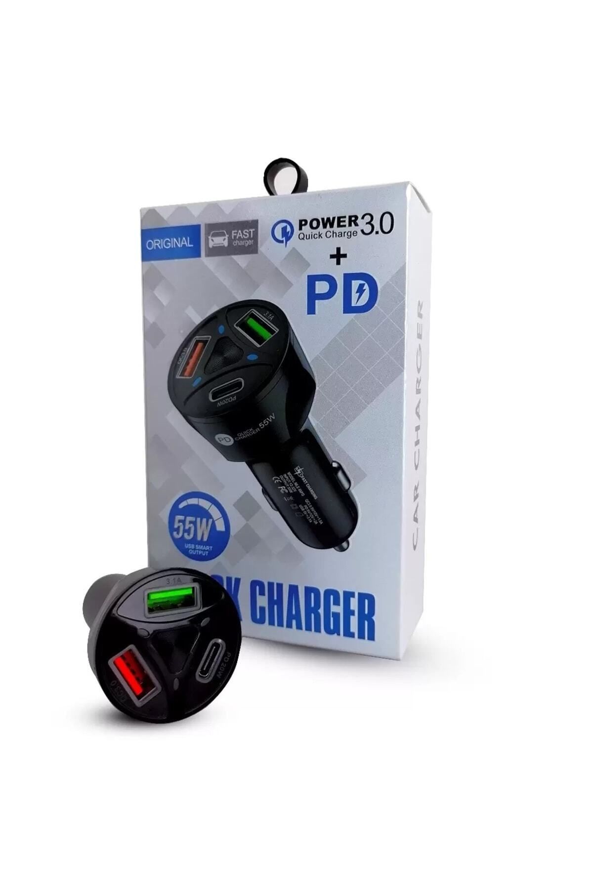 Araç Çakmaklık Şarjı 2 Usb + 20w Pd Şarj Çıkışlı Hızlı Şarj Destekli 55w Qc 3.0 #3