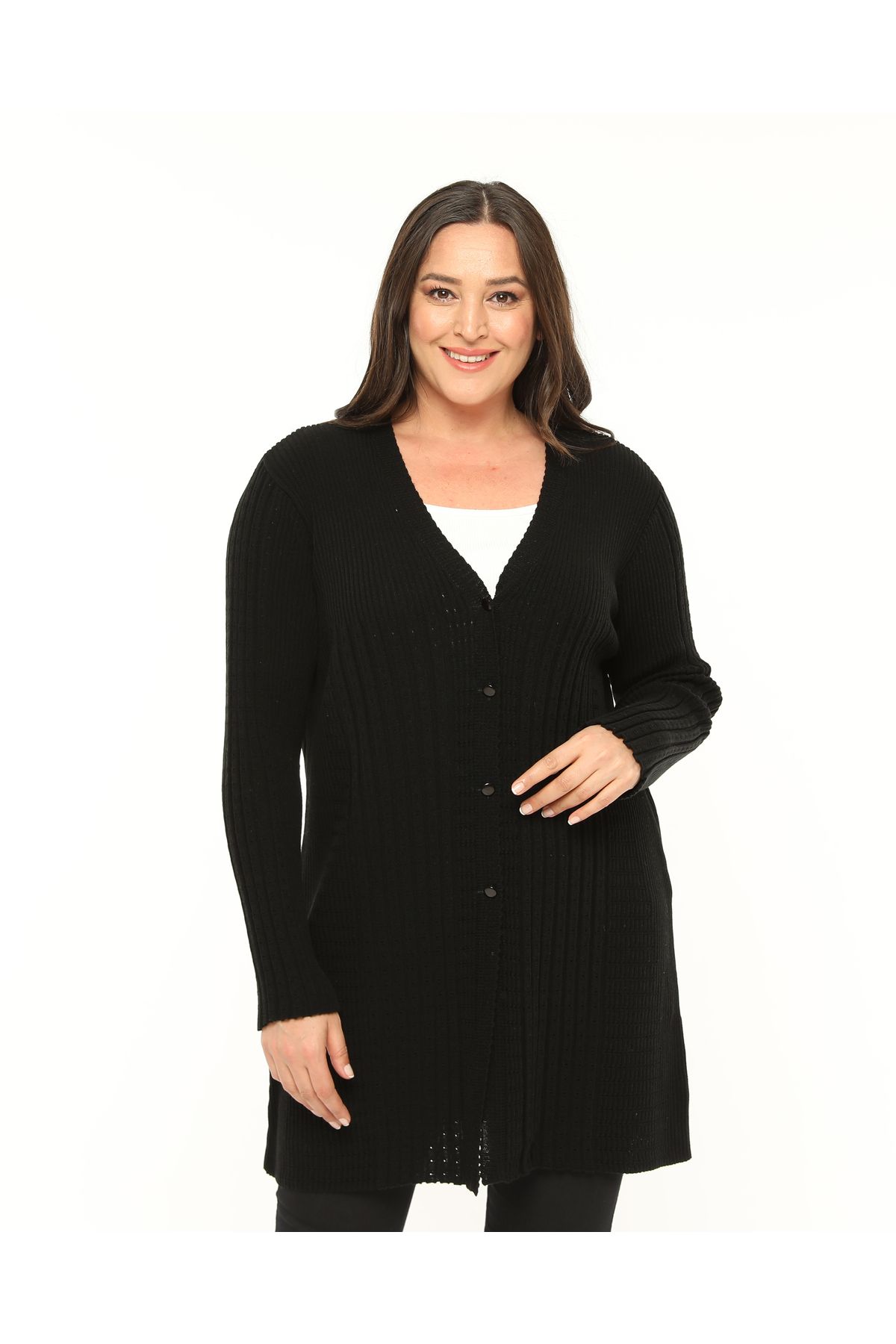 Laden Knitwear Plus Size Cardigan Women s Mother Long Black Cardigan