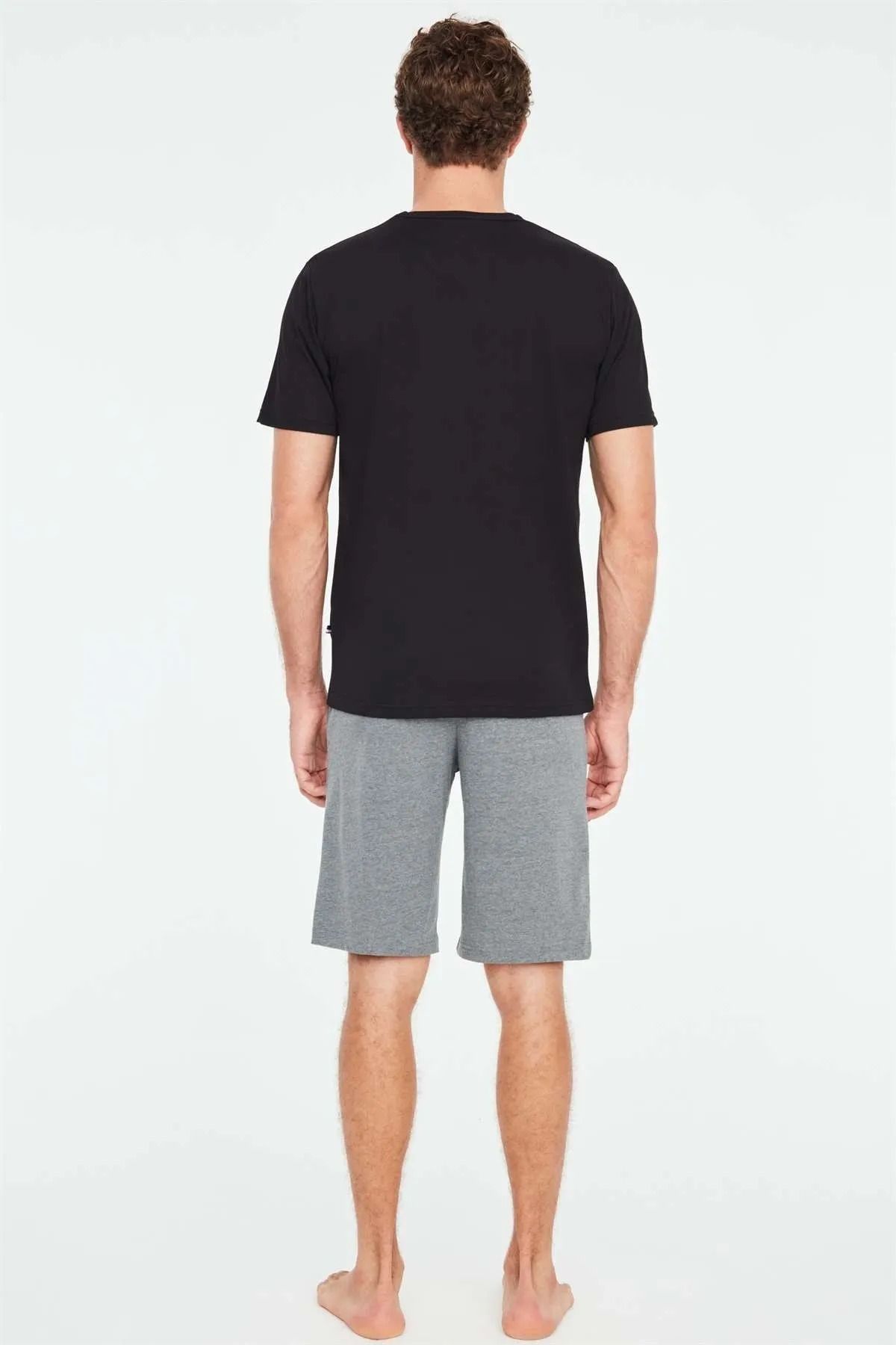 ست پیژامه مشکی مردانه شلوارک 18674 اورجینال U.S. Polo Assn.