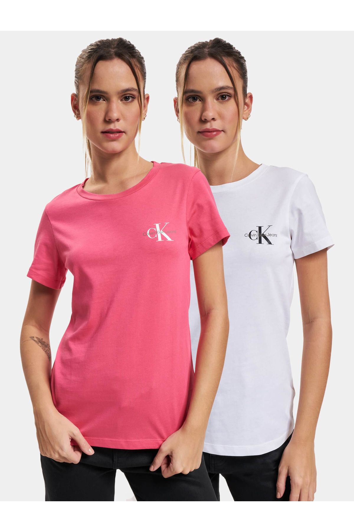 Damen Klein 2er-Pack Slim Calvin Trendyol - Monogram T-Shirt