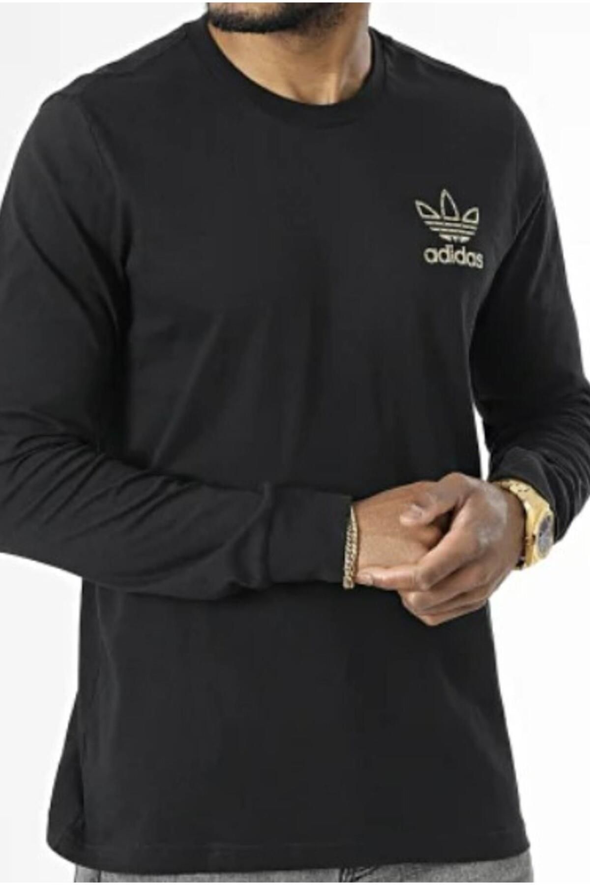 adidas adidas تی شرت مردانه سیاه طویل آستین طلا آدیداس