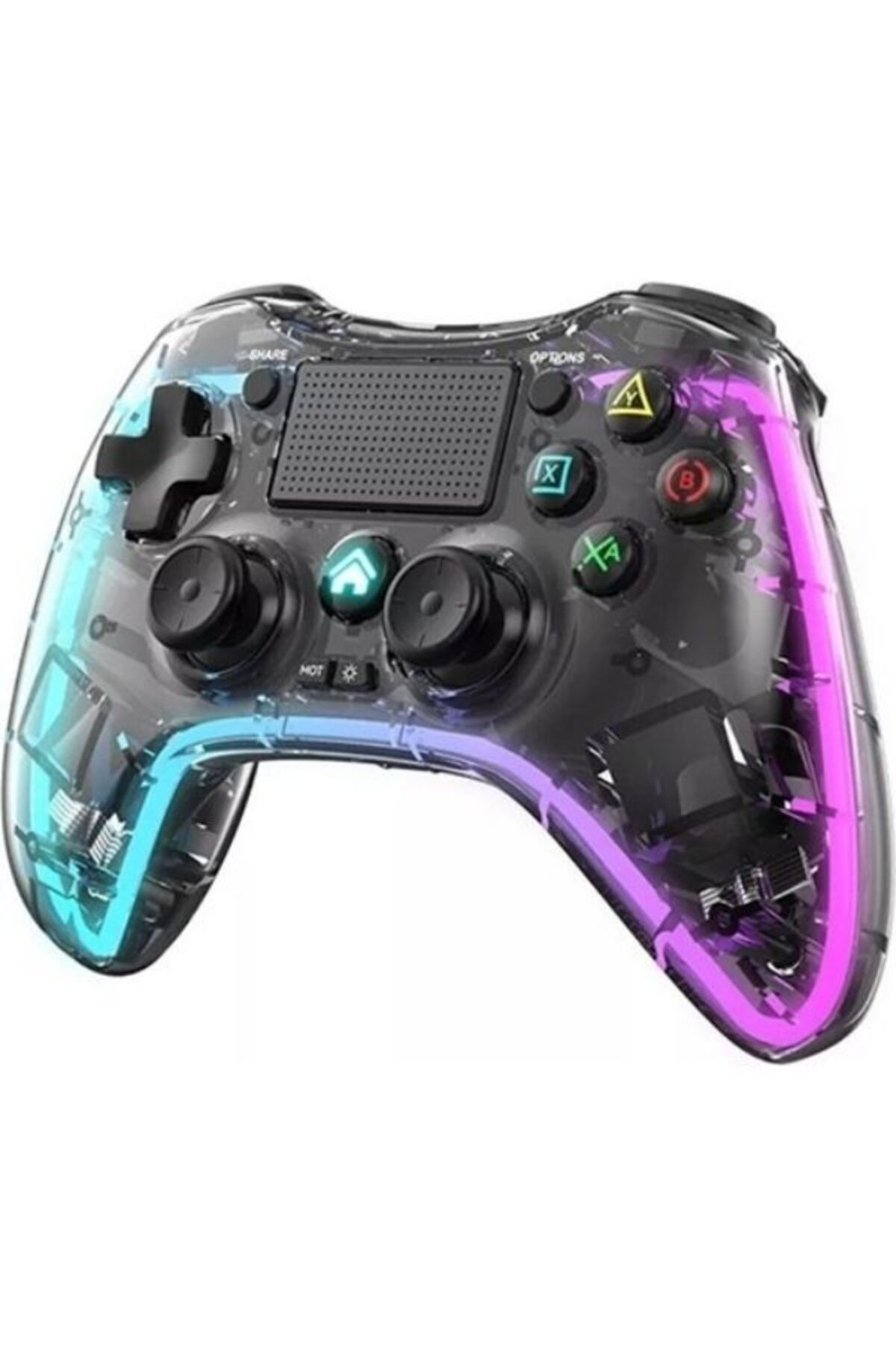 Genel Markalar Şeffaf RGB Işıklı Gamepad JoystickKablosuz Oyun Kolu Ps4 ...