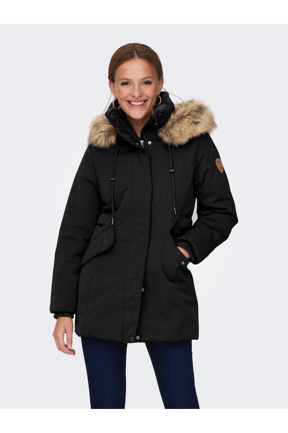 ONLY Damen Jacke Mit Fellkapuze - ONLY Newcamilla Fur Hood Jacket