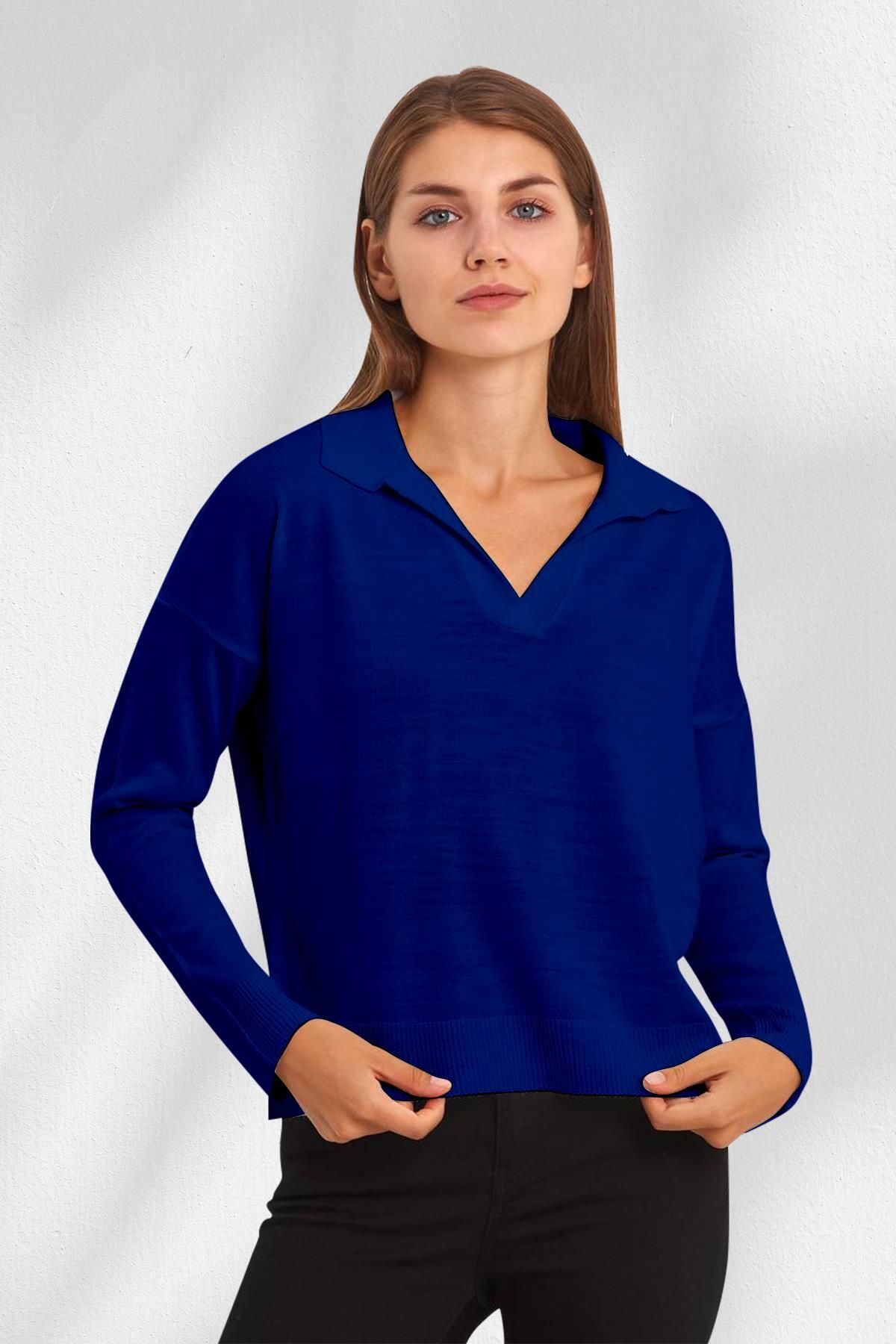 Dark blue v neck on sale jumper