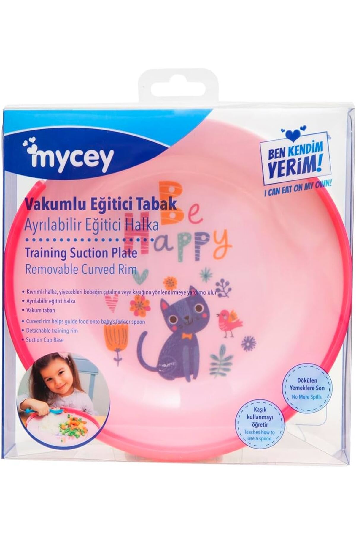 mycey Beslenme Seti(Vakumlu Tabak + Paslanmaz Çelik Çatal Kaşık Seti ) fotoğrafı 2 (önizleme)