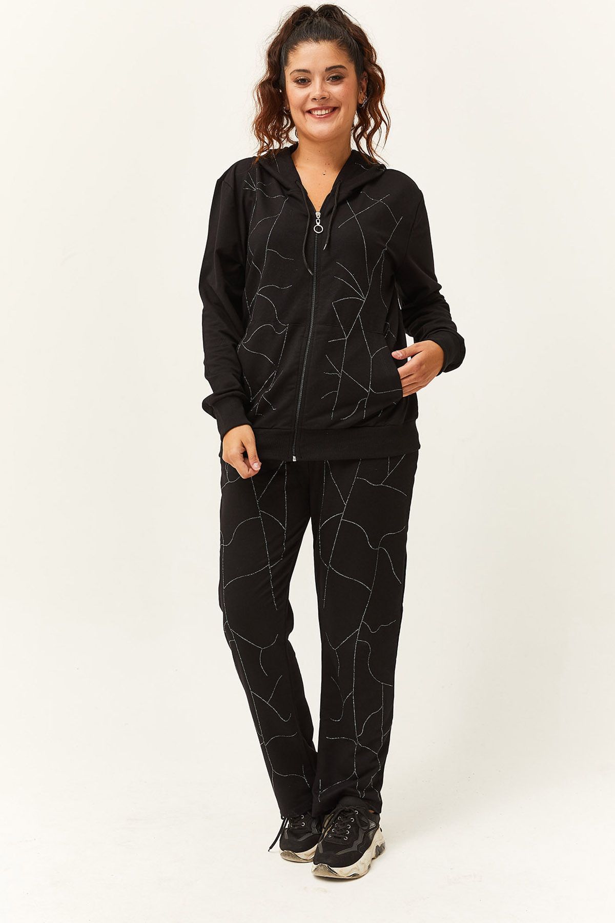 Womens black tracksuit set store
