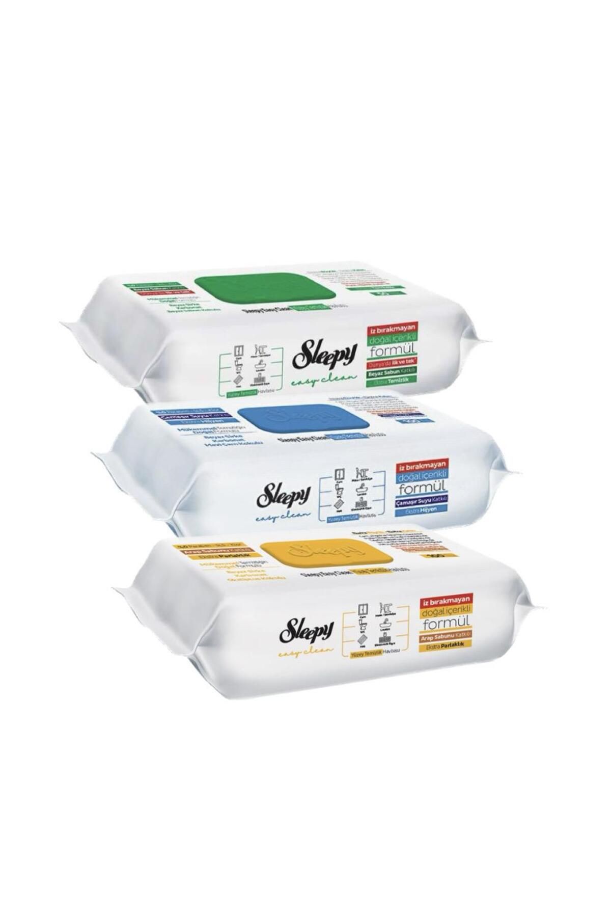 Sleepy Easy Clean Beyaz Sabun Katkılı+Çamaşır Suyu Katkılı+Arap Sabunu Katkılı 3X100 (300 Yaprak)