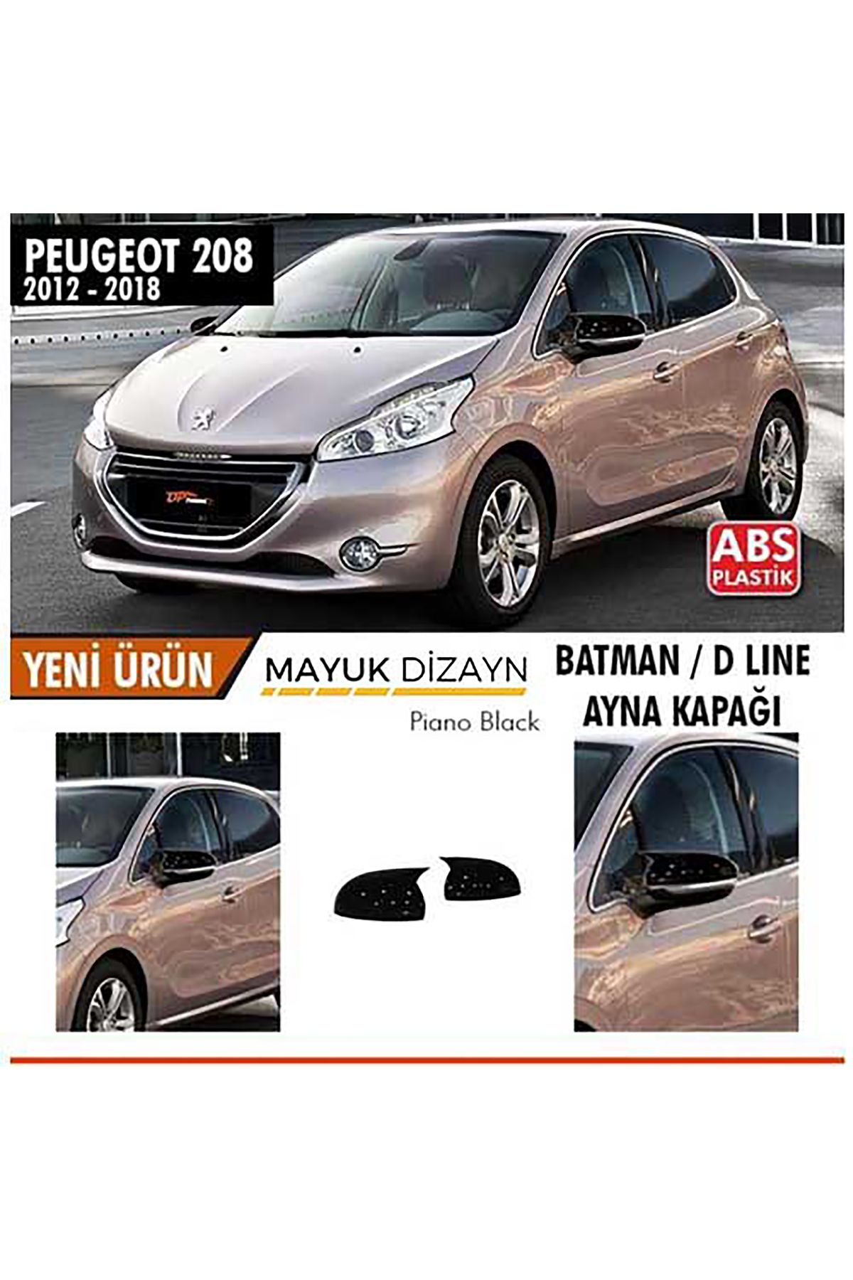 Mayuk Dizayn Peugeot 208 (2012-2018) Compatible Batman Mirror Cover and  Mounting Tape ---- - Trendyol