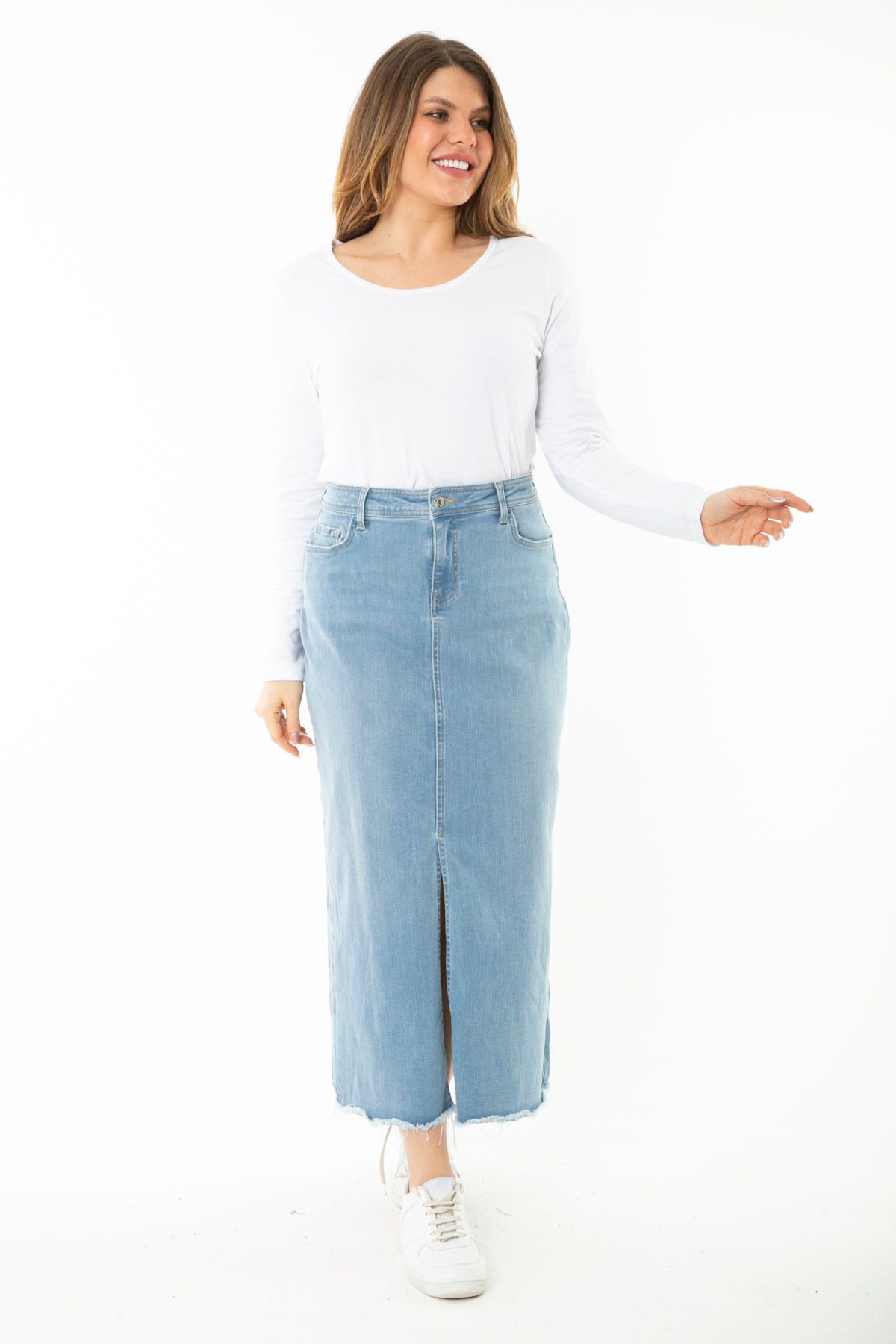 Denim midi deals skirt next