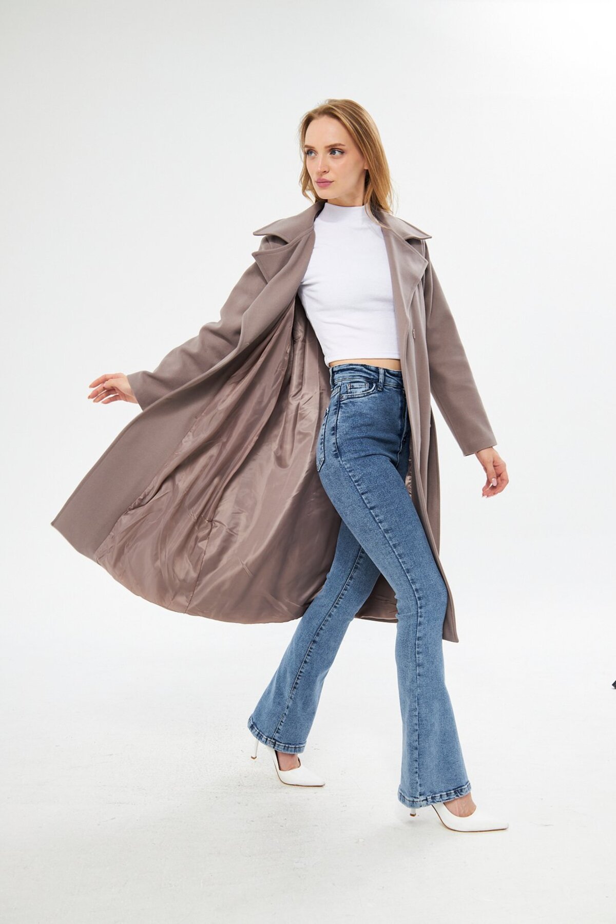 Classic Cut Belted Cashew Coat