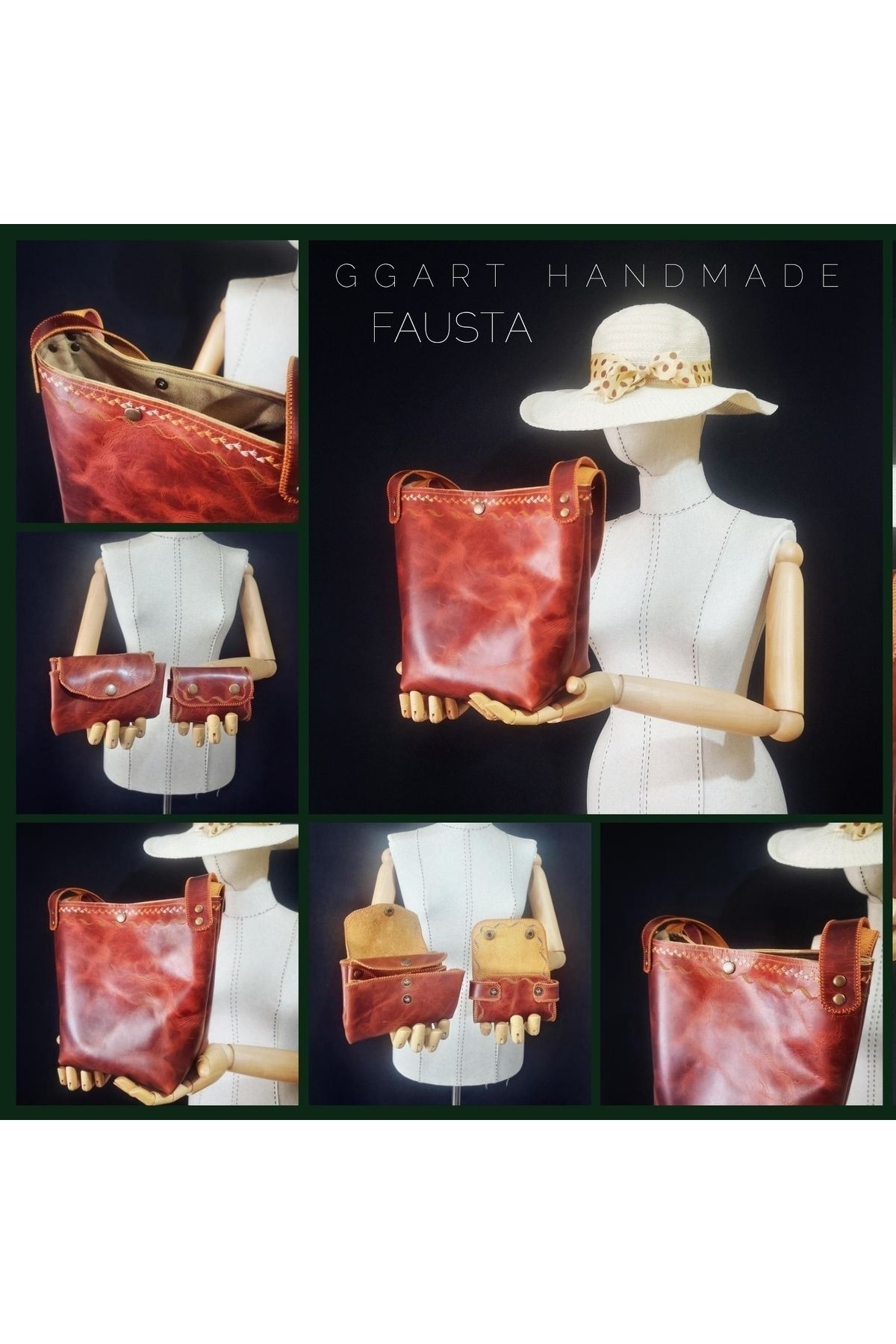 Genuine Leather Handmade Bag, Women Shoulder Bag, Crossbody Bag, Tote Bag Purse Set Gg9