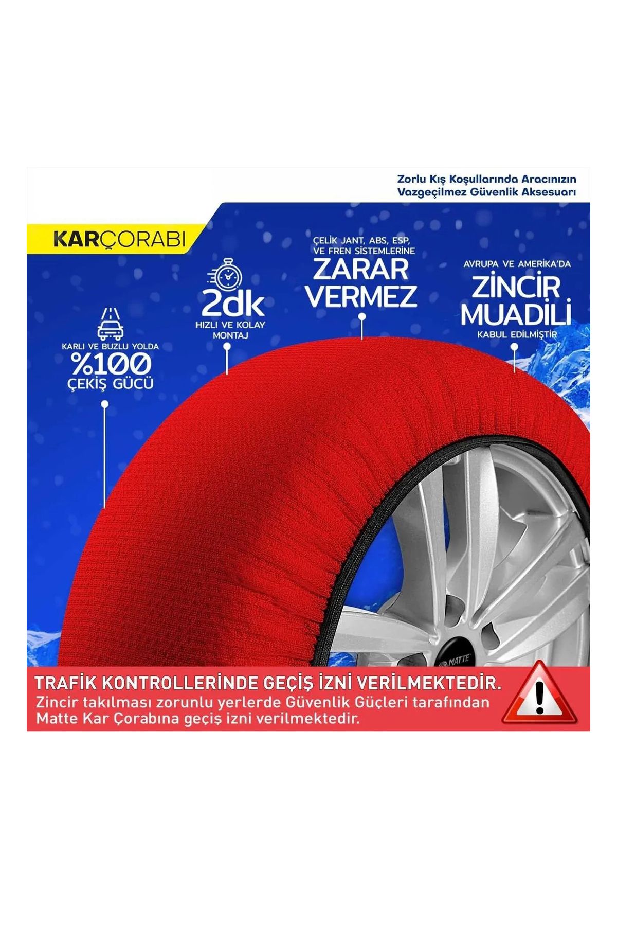 durmaz tuning-Teamcar Snow Sock 195/75/R14 Compatible Large Active Series Chain Equivalent 2