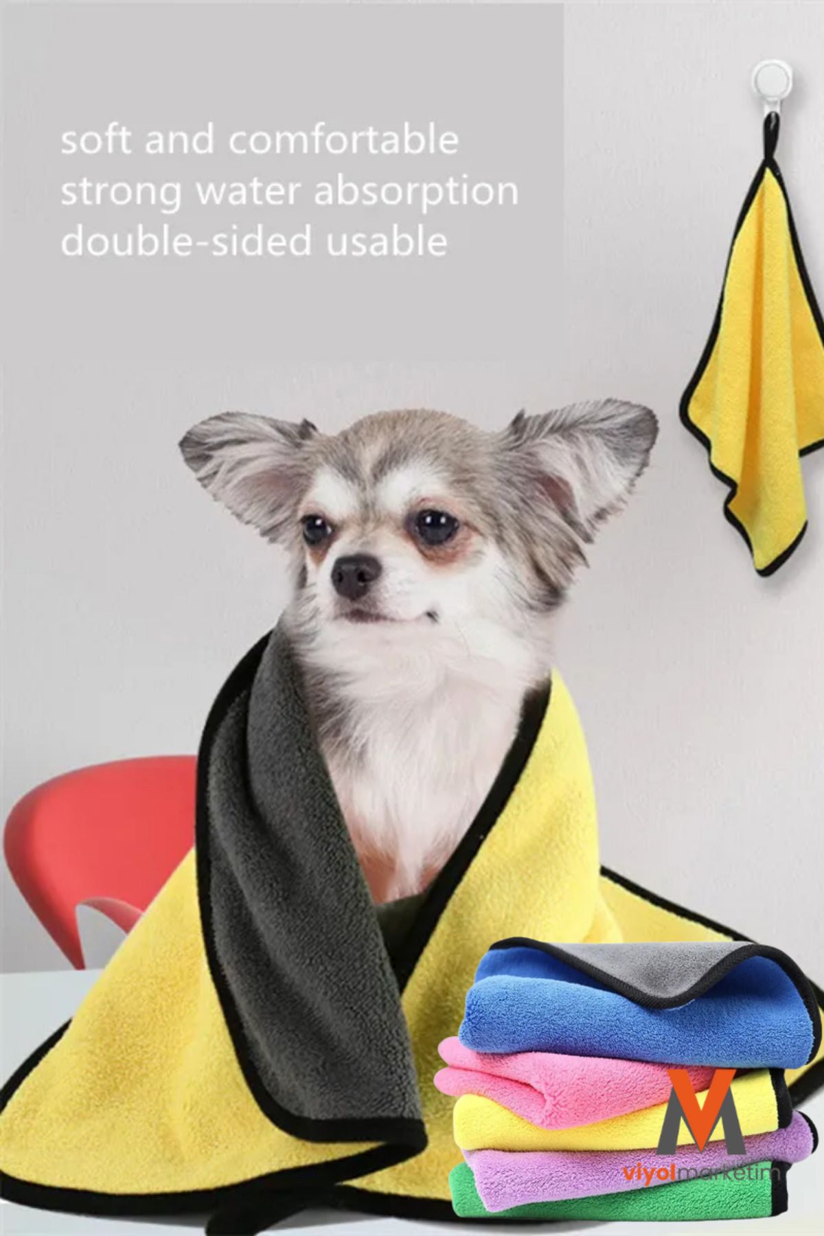viyolmarketim 1 Piece Microfiber Cat Dog Pet Bath Drying Towel
