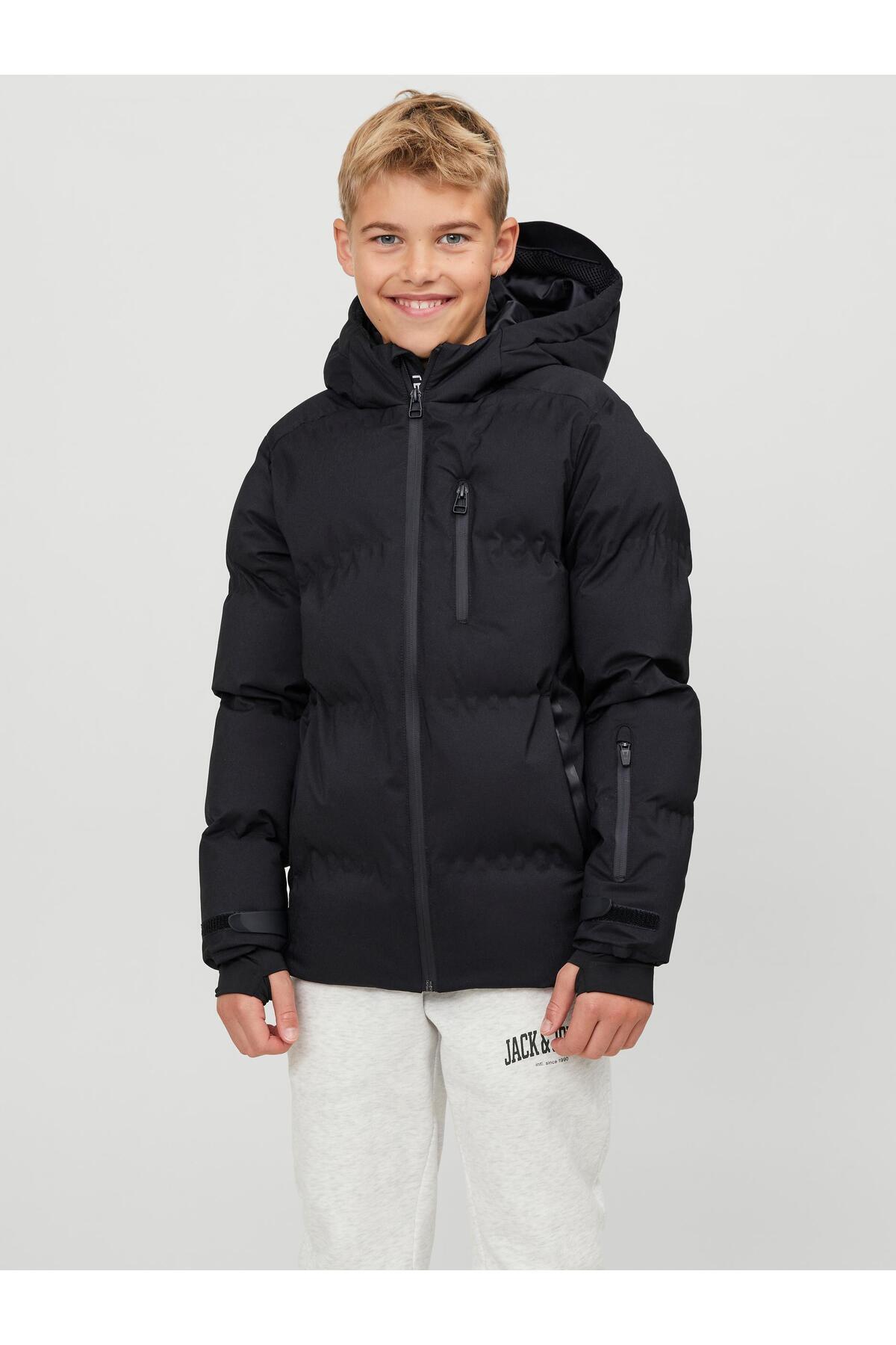 جک اند جونز کاپشن مشکی مردانه Jcosweep Puffer Jnr 12239930-02