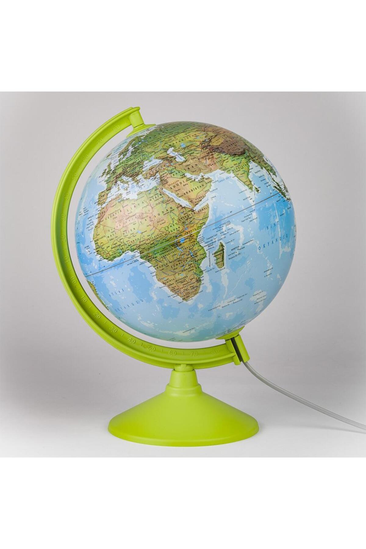 Gürbüz 30 Cm Işıklı Fiziki Yazılabilir Harita Dünya Küresi (Fiziki+Siyasi )