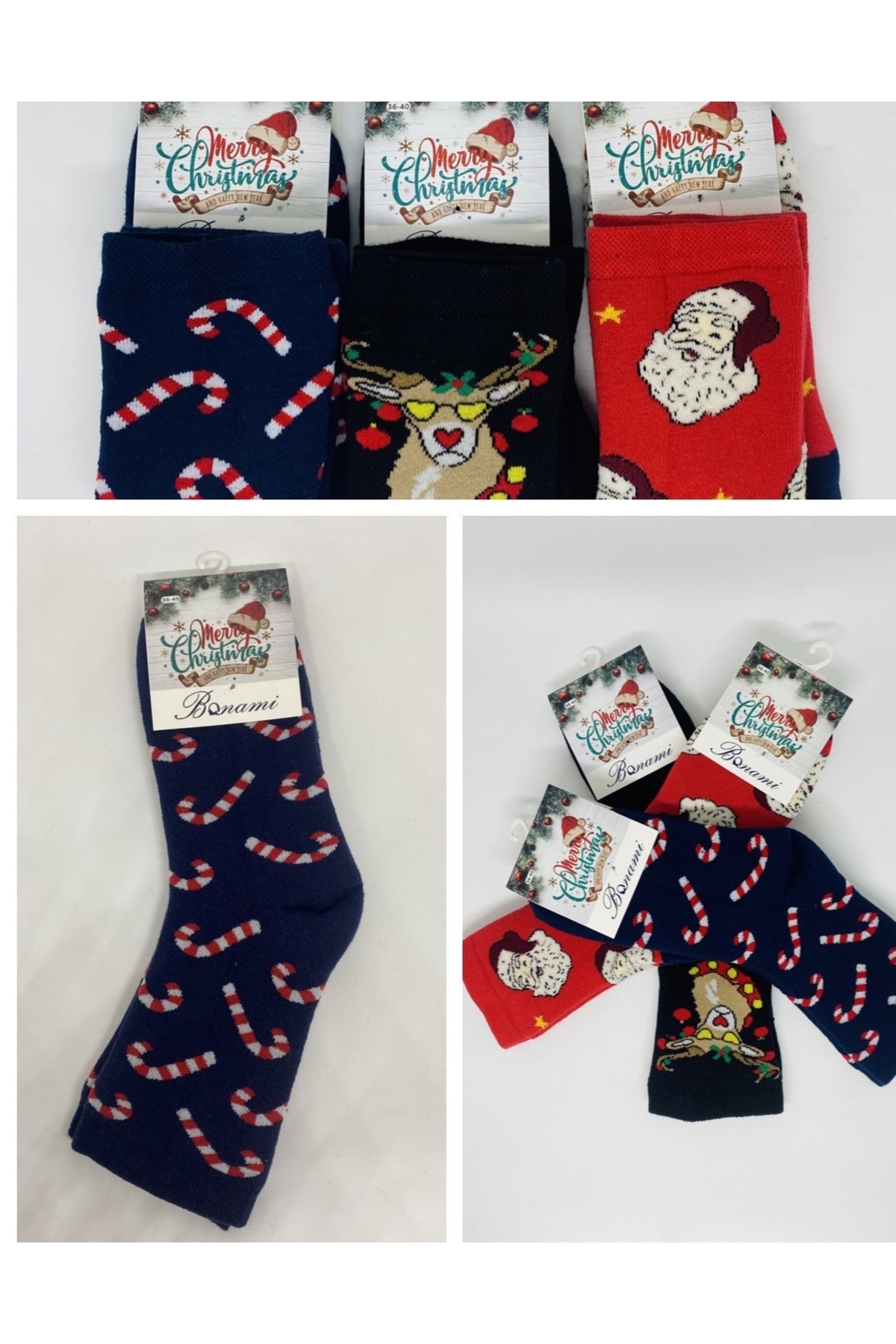 3-pack New Year's Themed Soft Towel Socks.