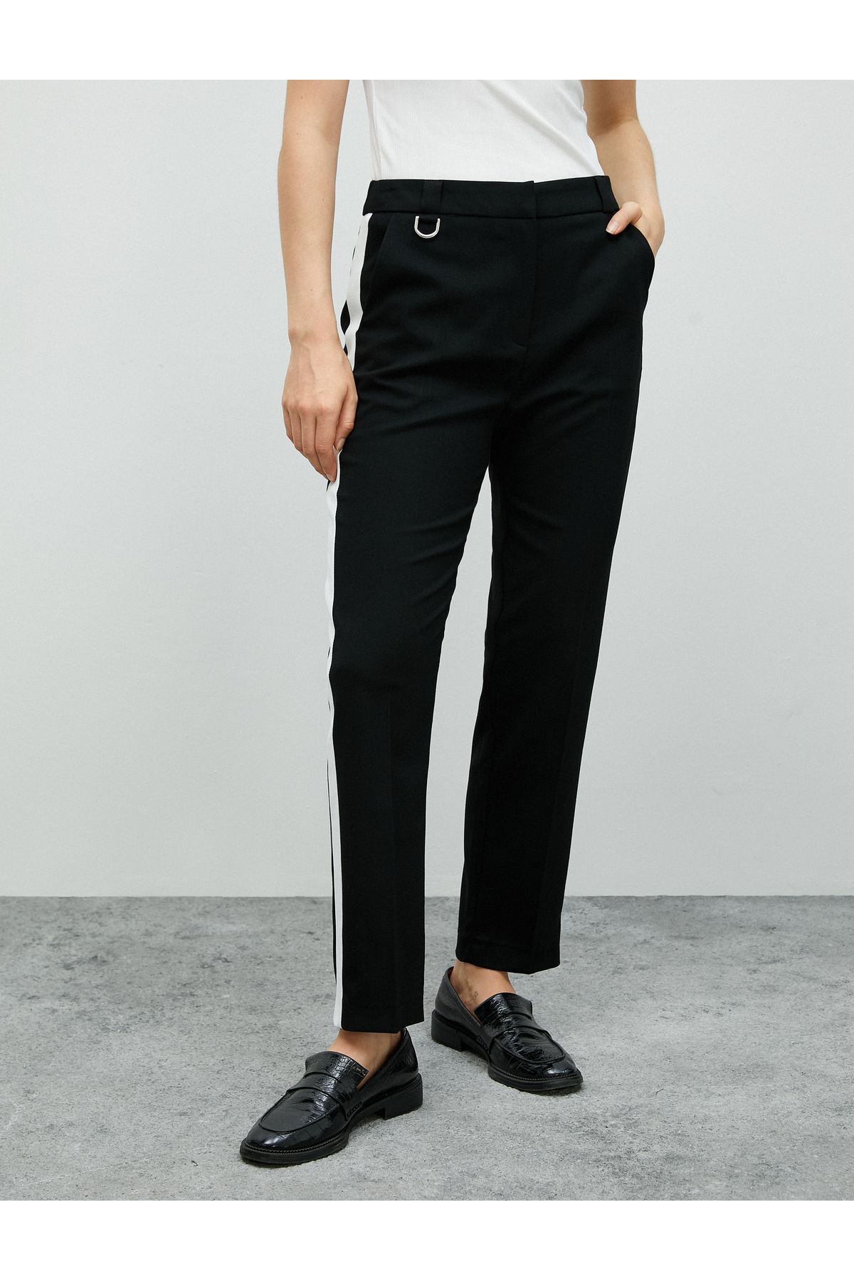 Faux Leather Colour Block Cigarette Pants | boohoo