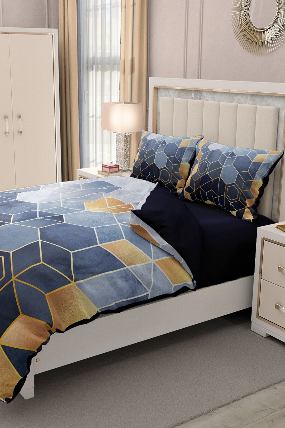 سرویس روتختی  آبی سرمه ای مونوهومMonohome | MONOHOME32968 اورجینال - تصویر 4