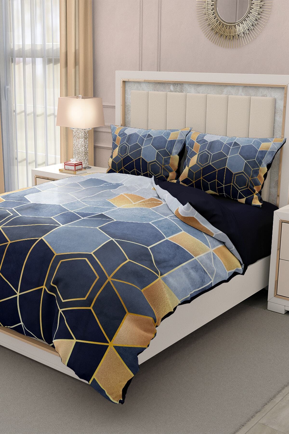سرویس روتختی  آبی سرمه ای مونوهومMonohome | MONOHOME32968 اورجینال - تصویر 3