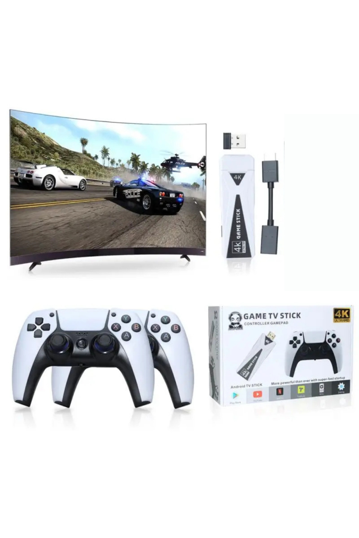 VOOKA APE Kablosuz Çift Kol Retro Oyunlar 4k Game Stick 20000yun Atari