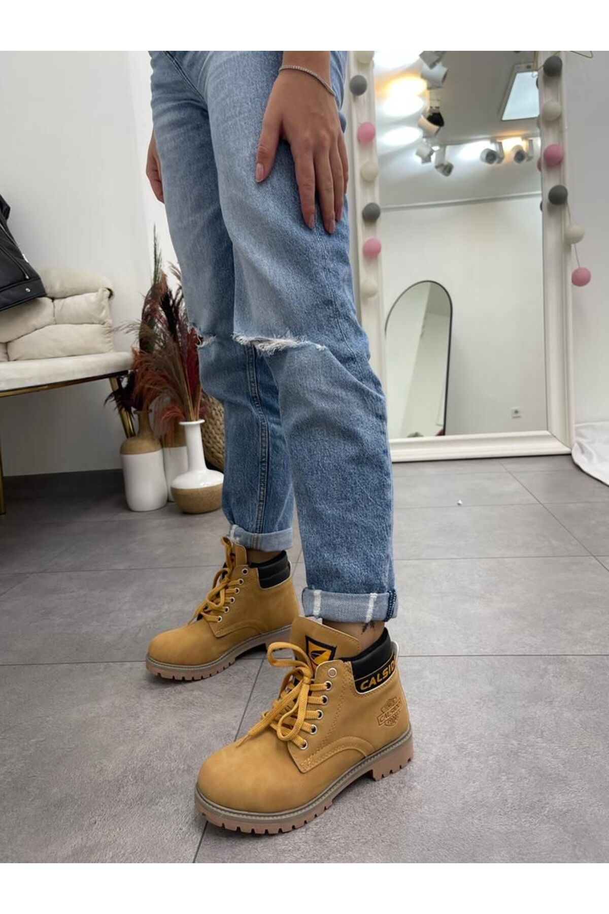 robertus calceus Ankle Boots Yellow Block Trendyol