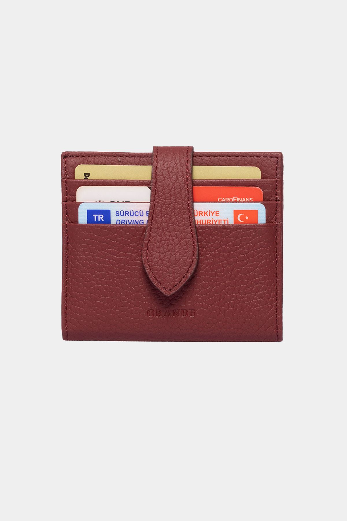 Grande-3803 Portofel din piele naturală cu design special pentru bărbați, roșu Claret 4