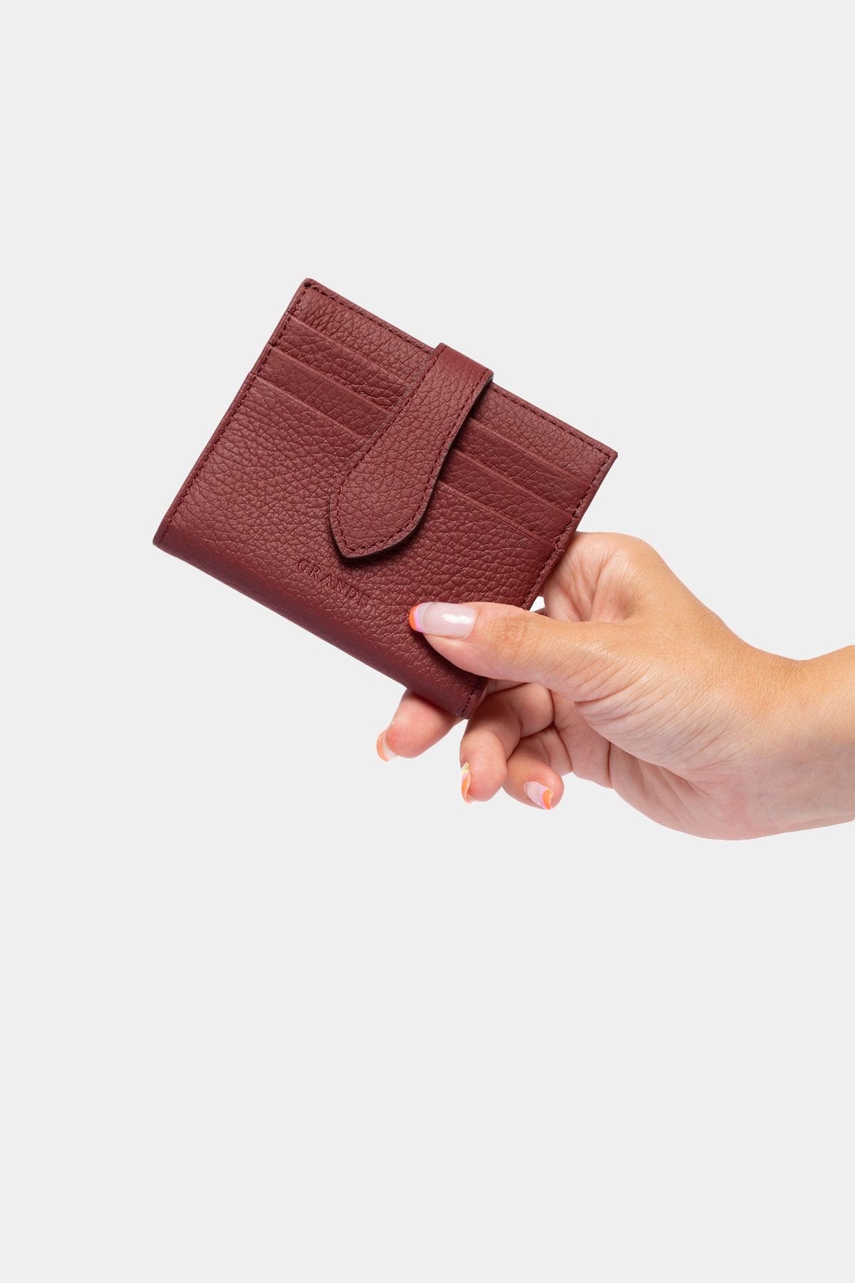 Grande-3803 Portofel din piele naturală cu design special pentru bărbați, roșu Claret 6