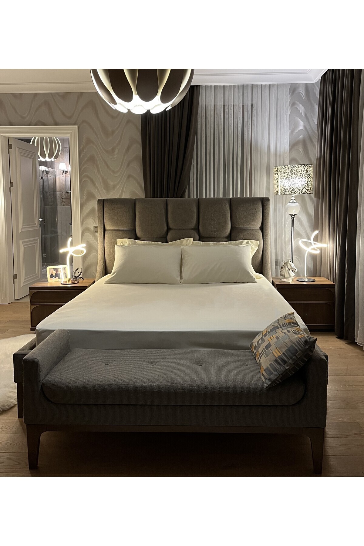 100% Cotton Satin Standard Double Bed Sheet - 160x200 Cm (CORNER ELASTIC SHEET) - Cream