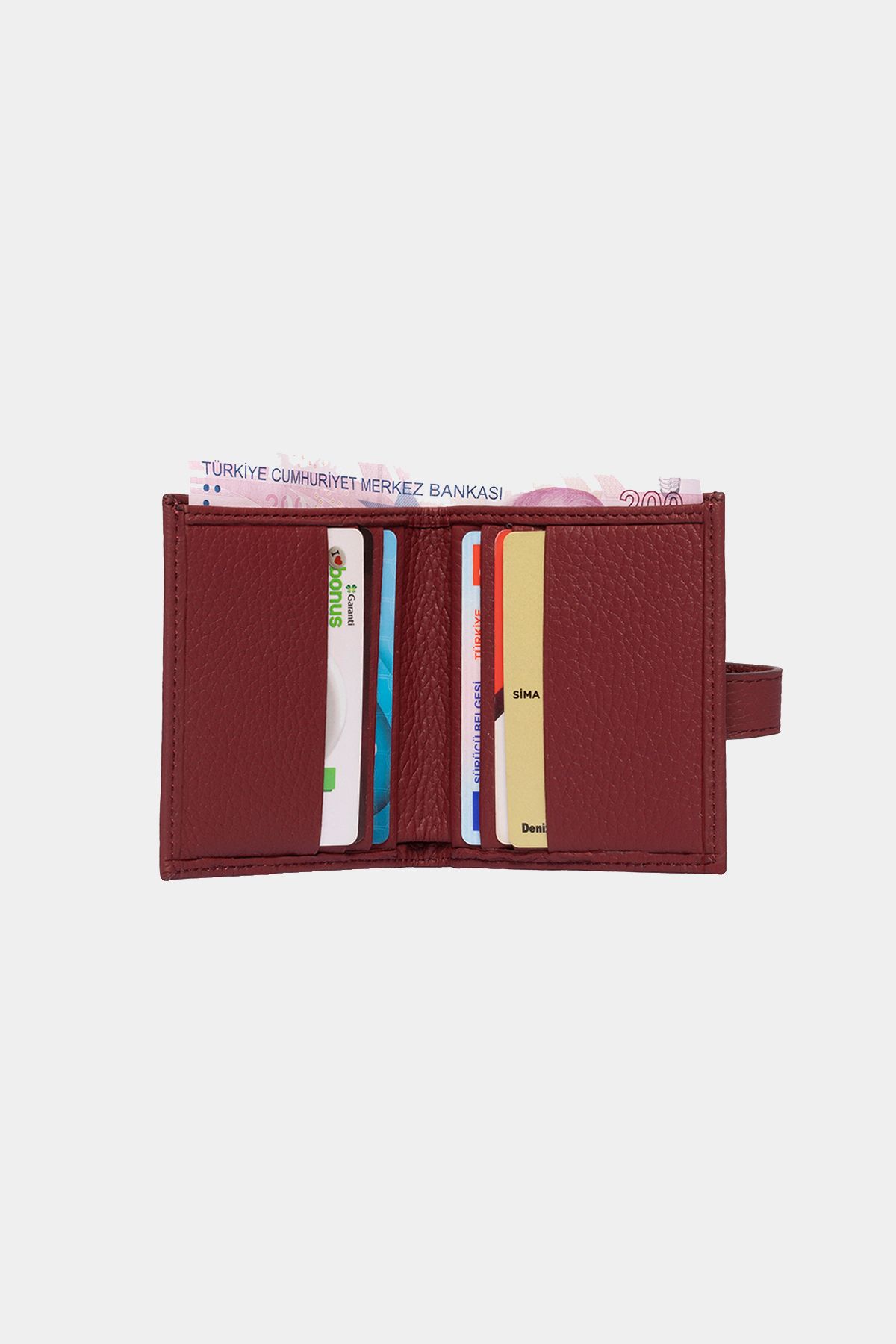 Grande-3803 Portofel din piele naturală cu design special pentru bărbați, roșu Claret 3