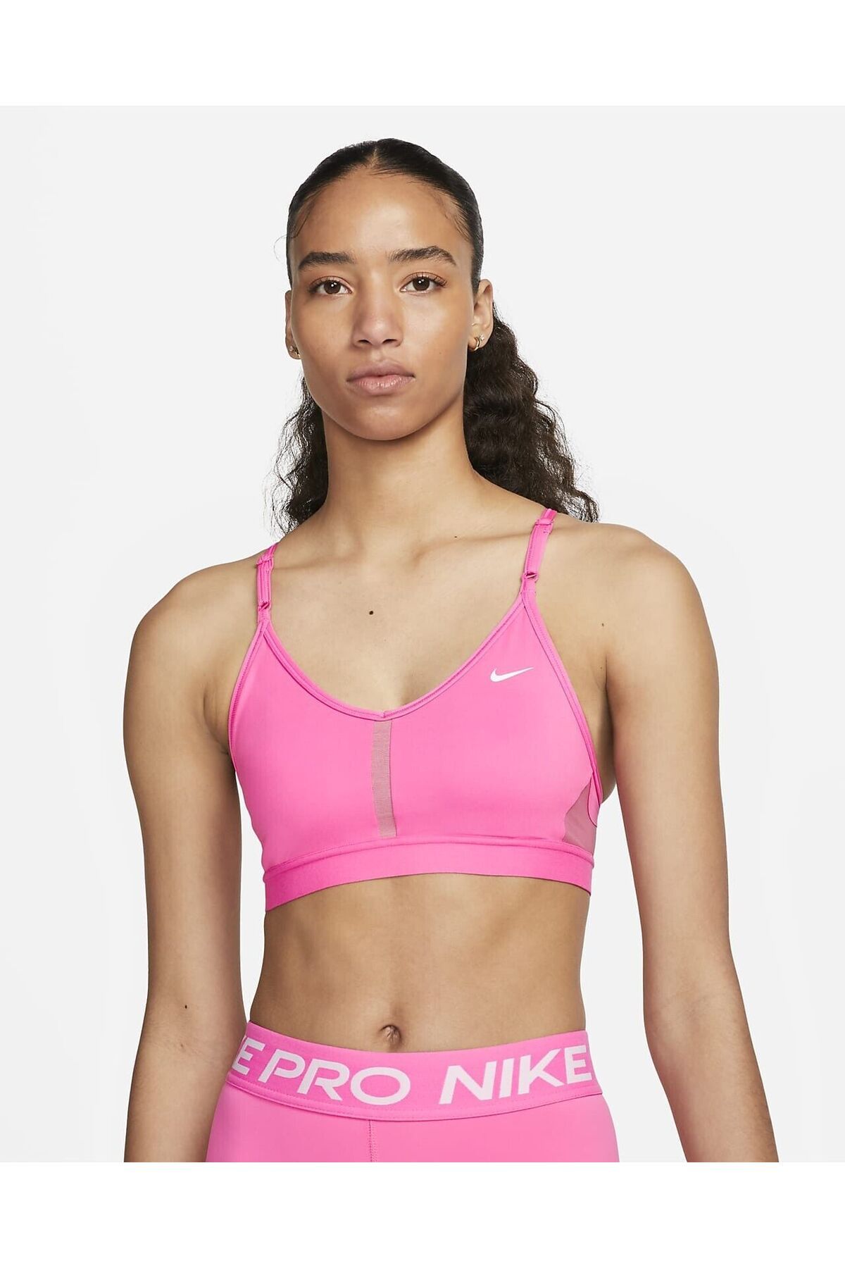 Nike Indy V-neck Light-support Dark Pink Color Women's Sports Bra - Trendyol